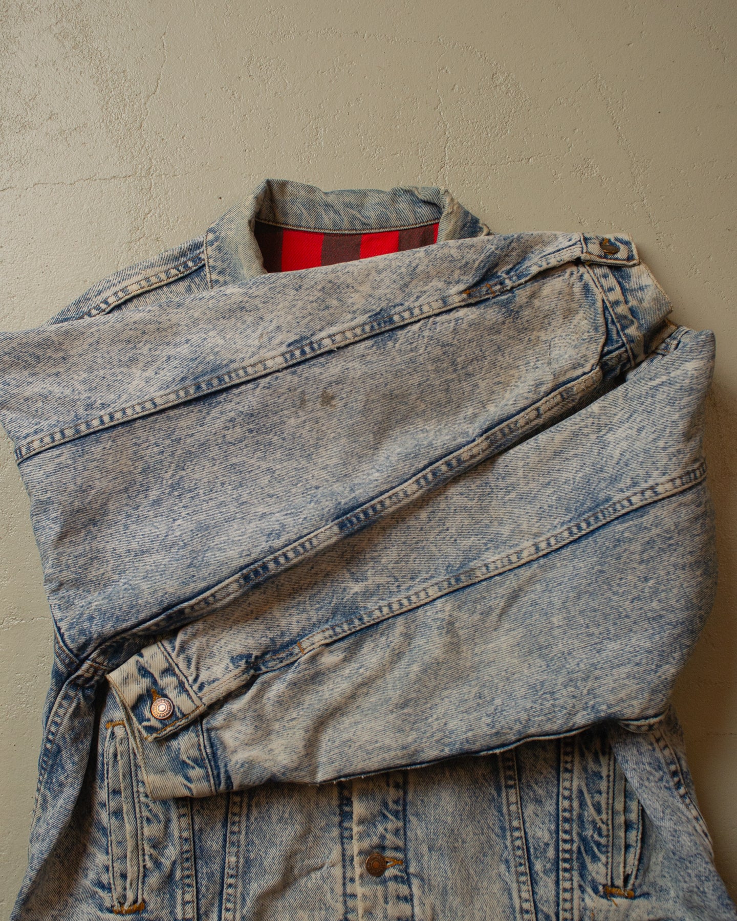 80s Levi`s Flannel Lined Denim Jacket blue - L/XL