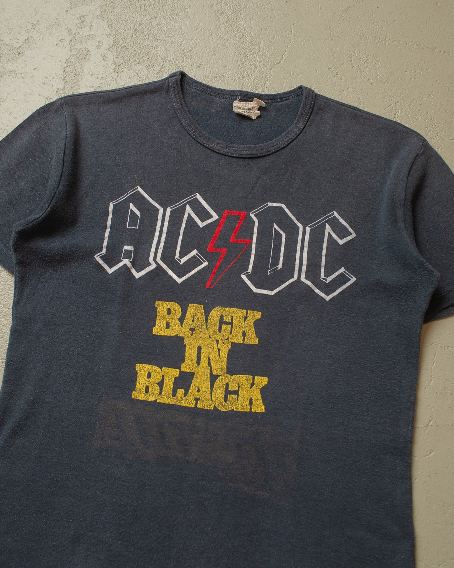 1980s Faded AC/DC Back in Black T-shirt black - S
