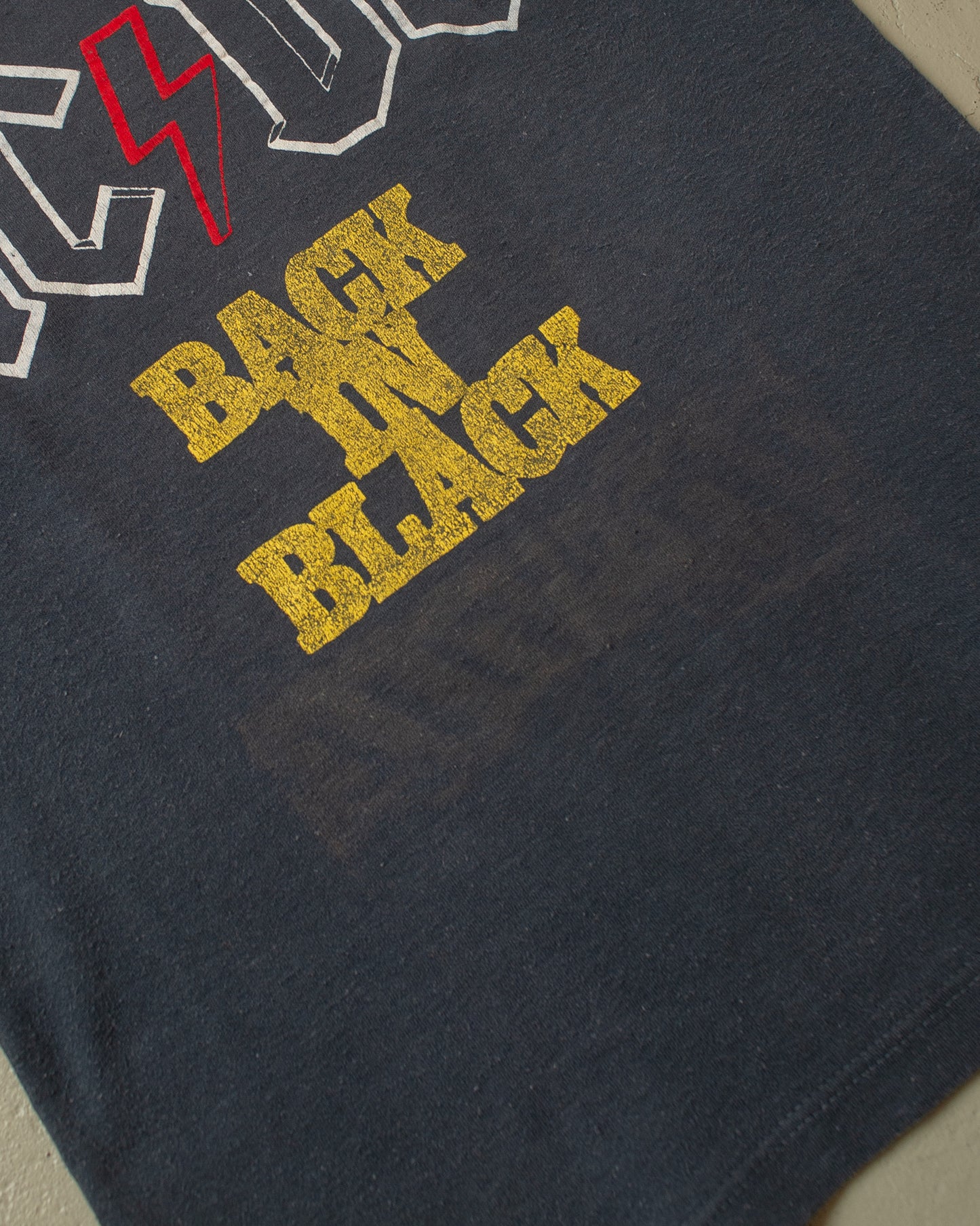 1980s Faded AC/DC Back in Black T-shirt black - S