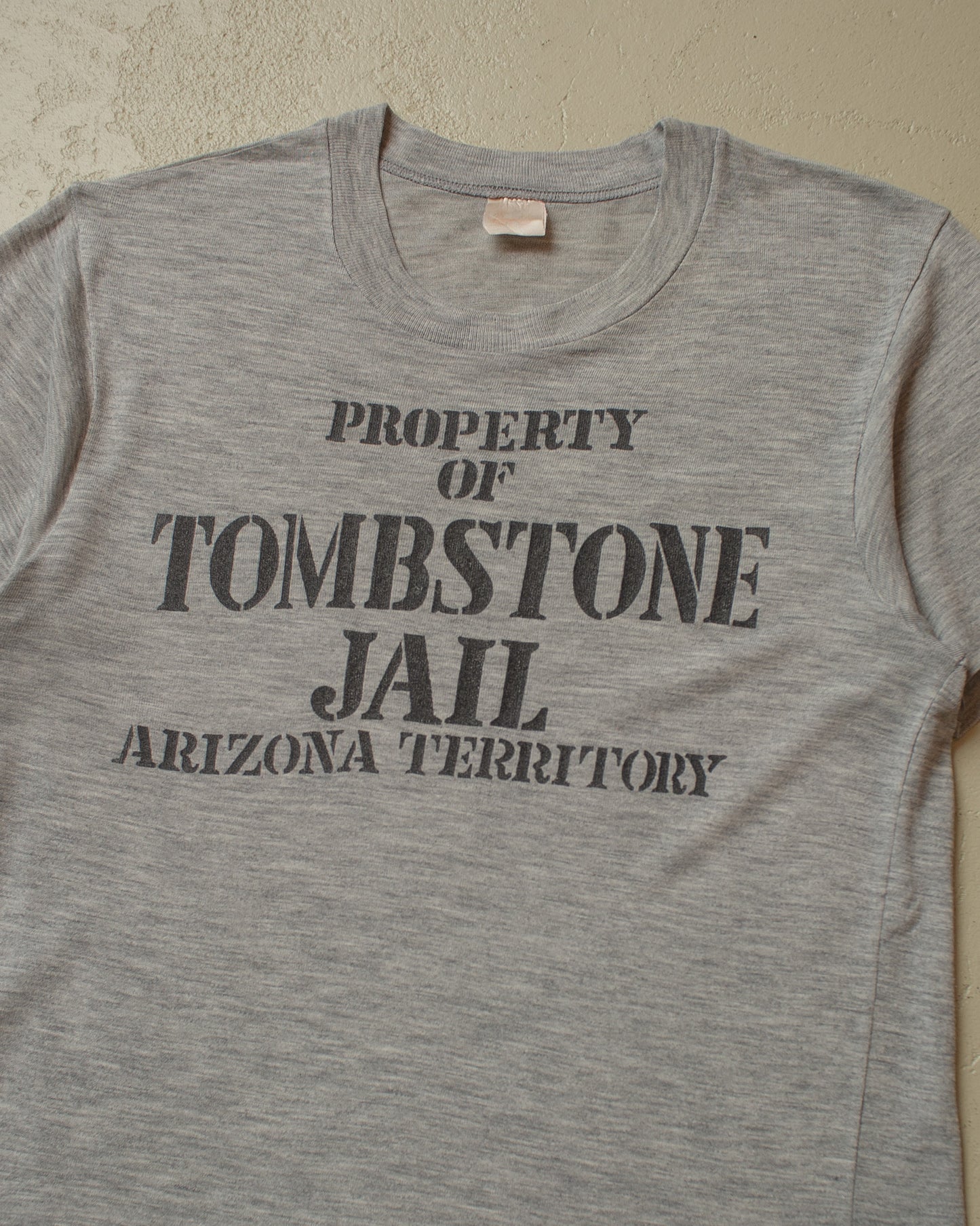 1970s/80s Property of Tombstone Jail T-shirt grey - M/L