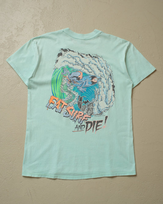 1987 Surfzoids "Eat Surf and Die" T-shirt green/blue - L