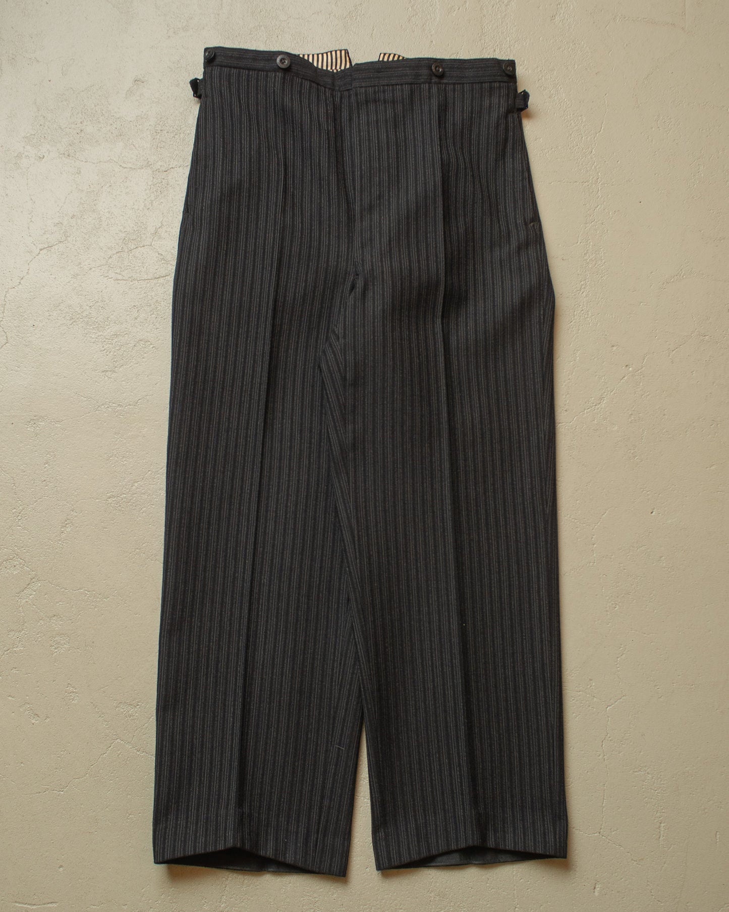 1940s German Fishtail striped Morning Suit Pants black - W33 L28