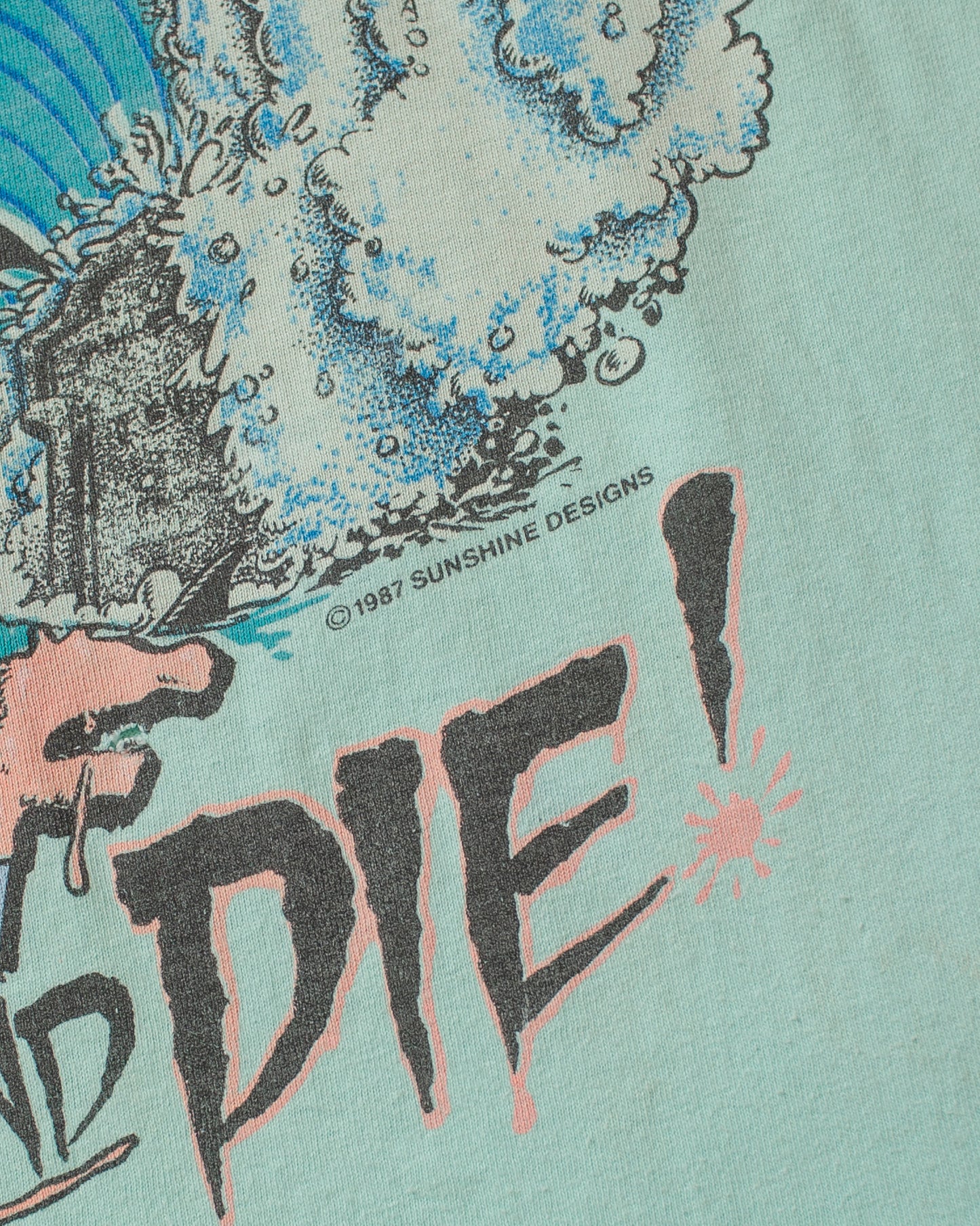 1987 Surfzoids "Eat Surf and Die" T-shirt green/blue - L