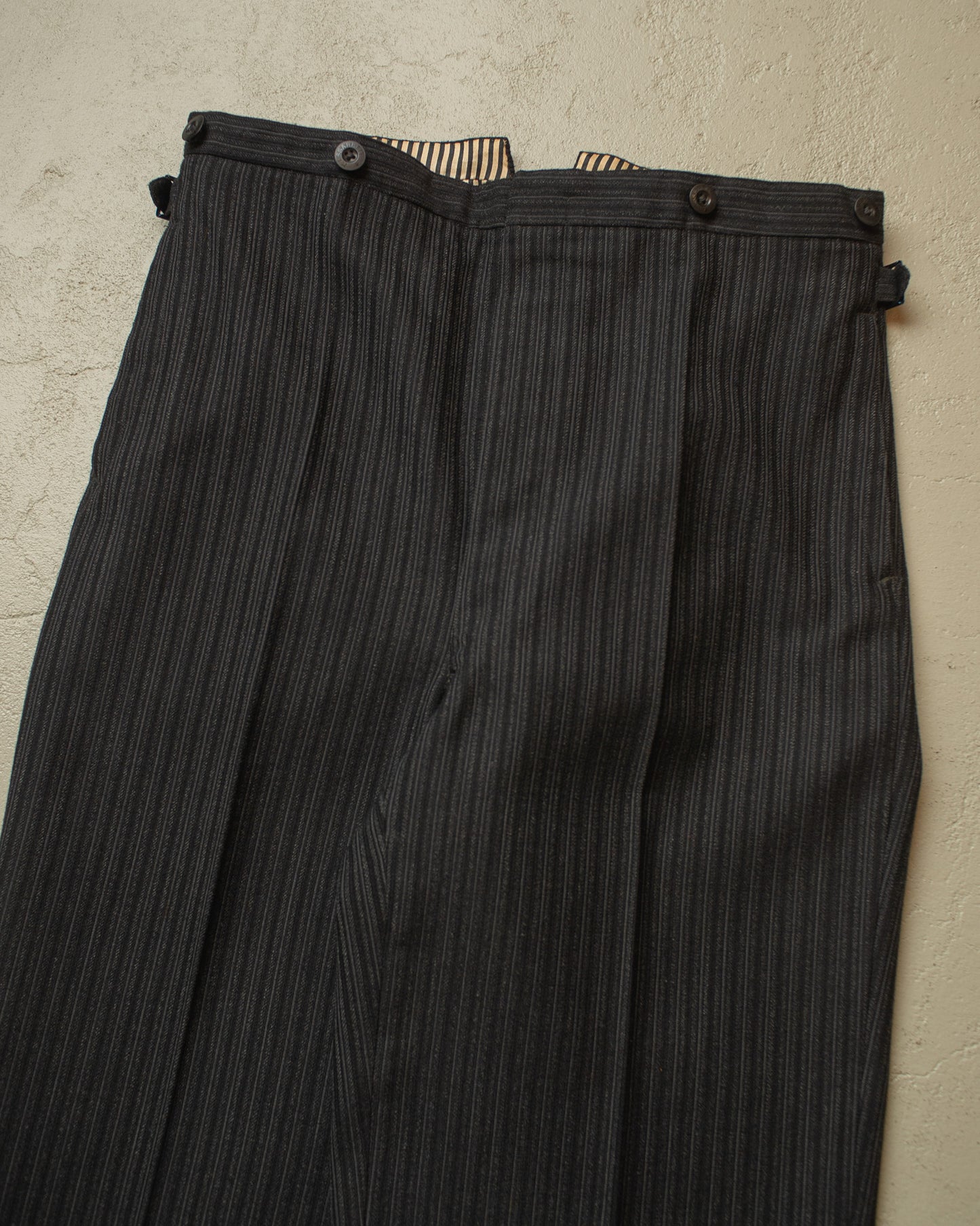 1940s German Fishtail striped Morning Suit Pants black - W33 L28
