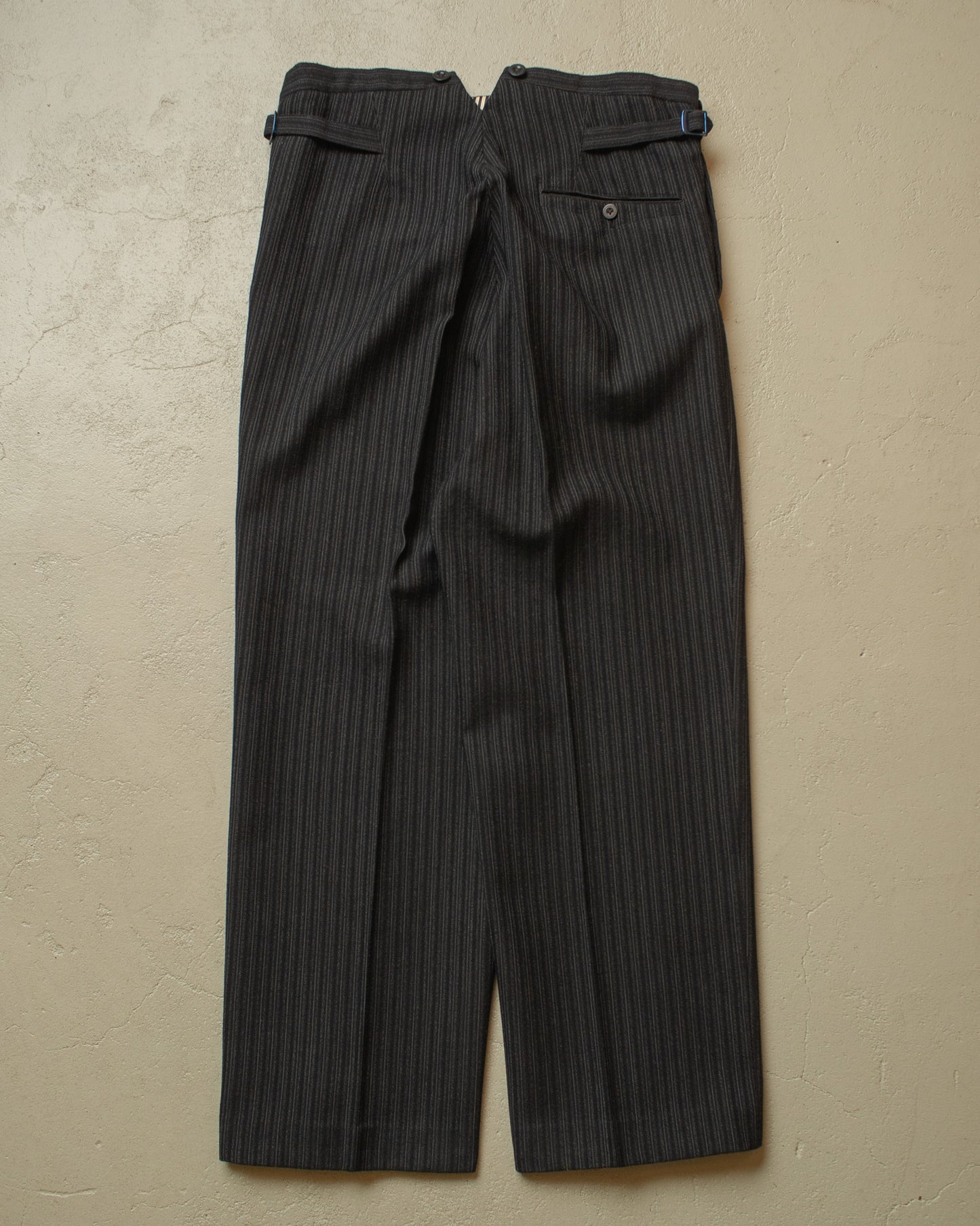 1940s German Fishtail striped Morning Suit Pants black - W33 L28