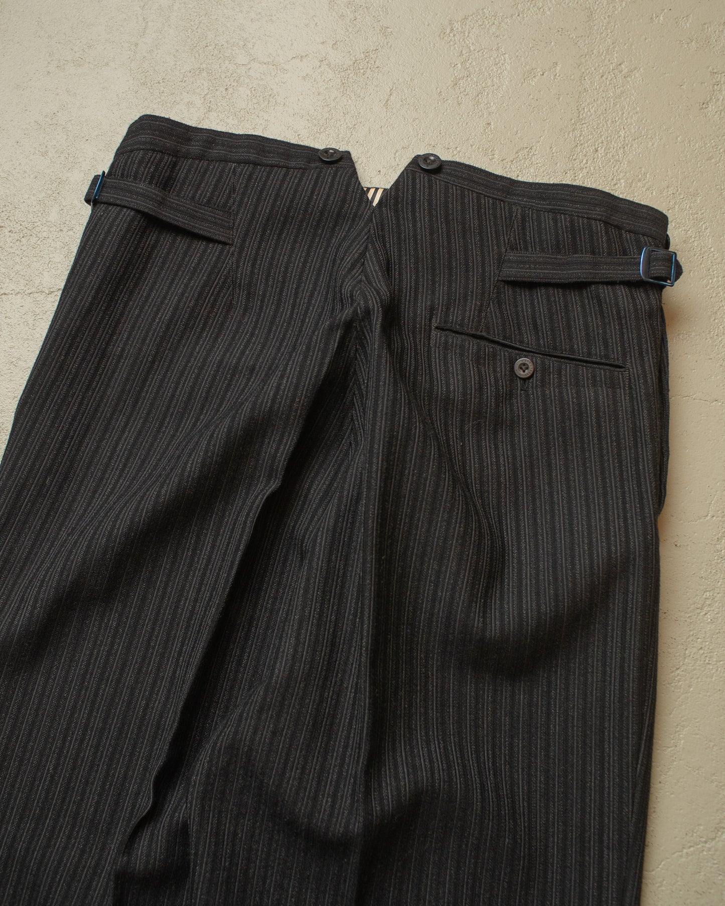 1940s German Fishtail striped Morning Suit Pants black - W33 L28