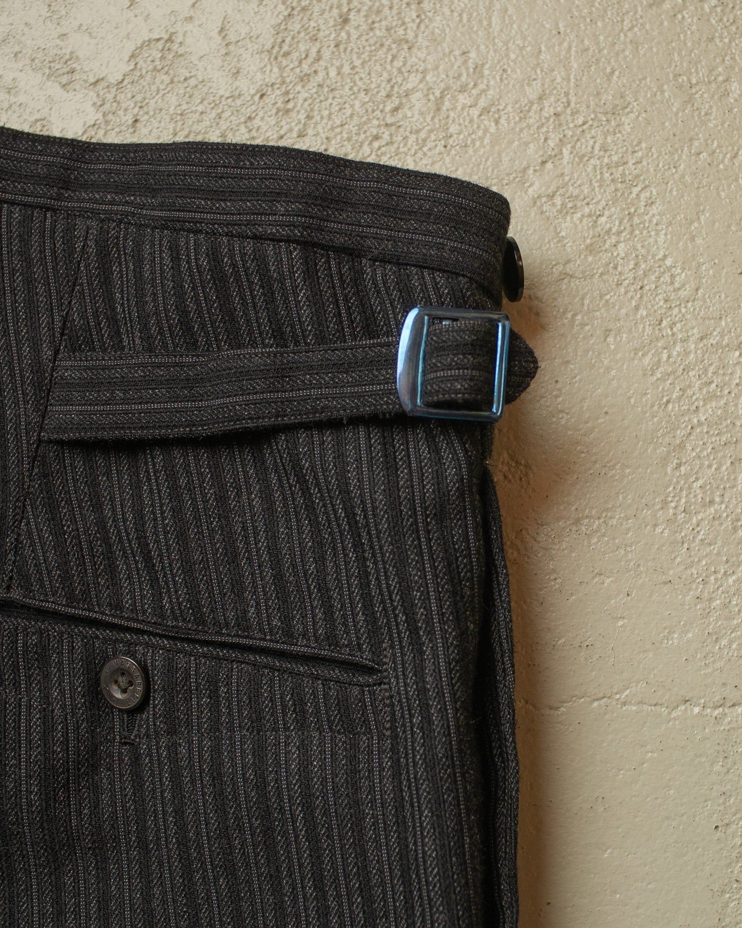 1940s German Fishtail striped Morning Suit Pants black - W33 L28