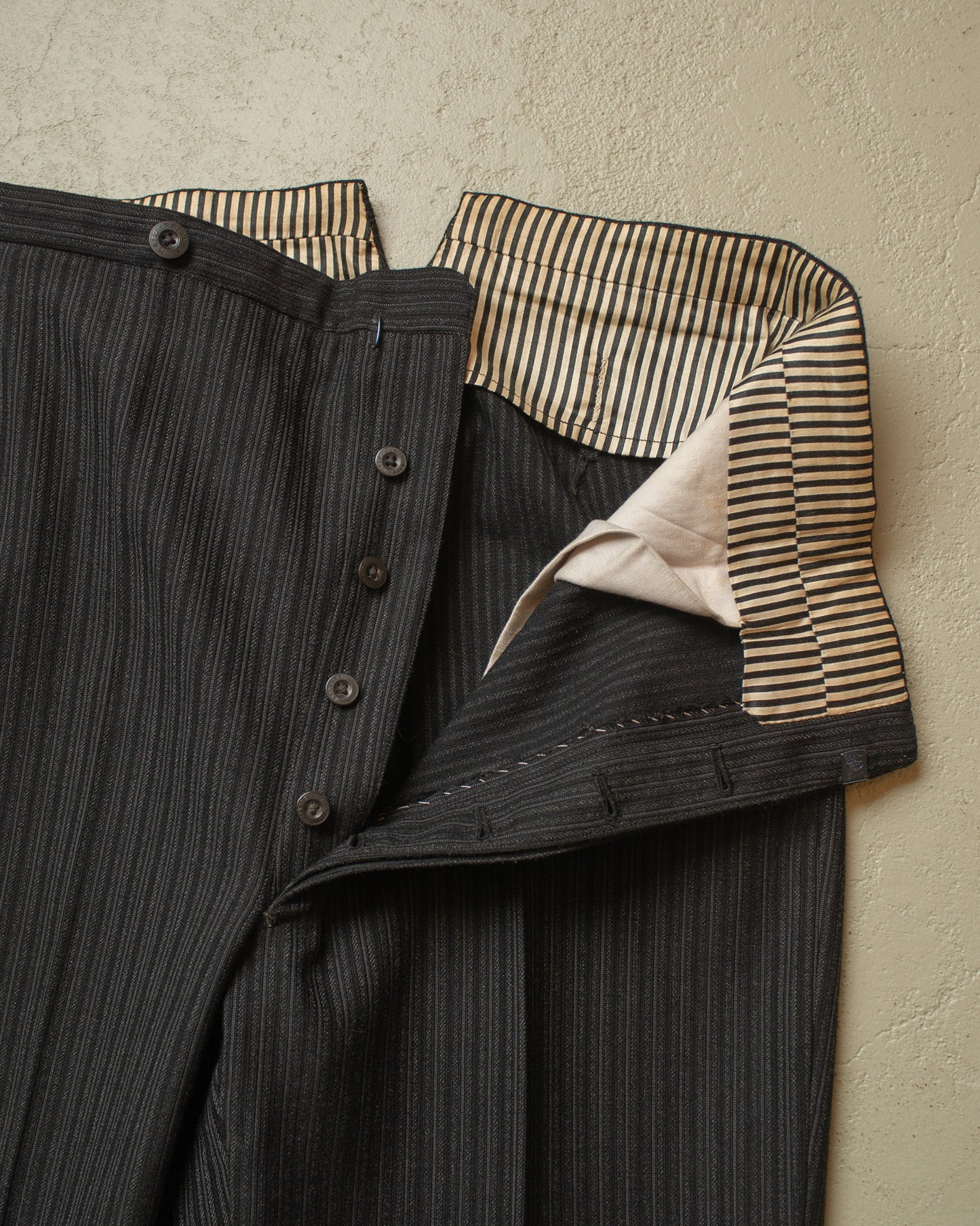 1940s German Fishtail striped Morning Suit Pants black - W33 L28