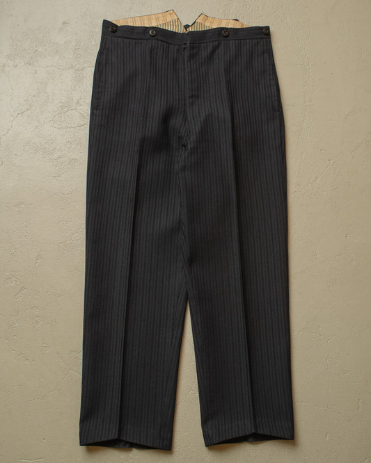 1930s/40s German Fishtail striped Morning Suit Pants black - W33/34 L27