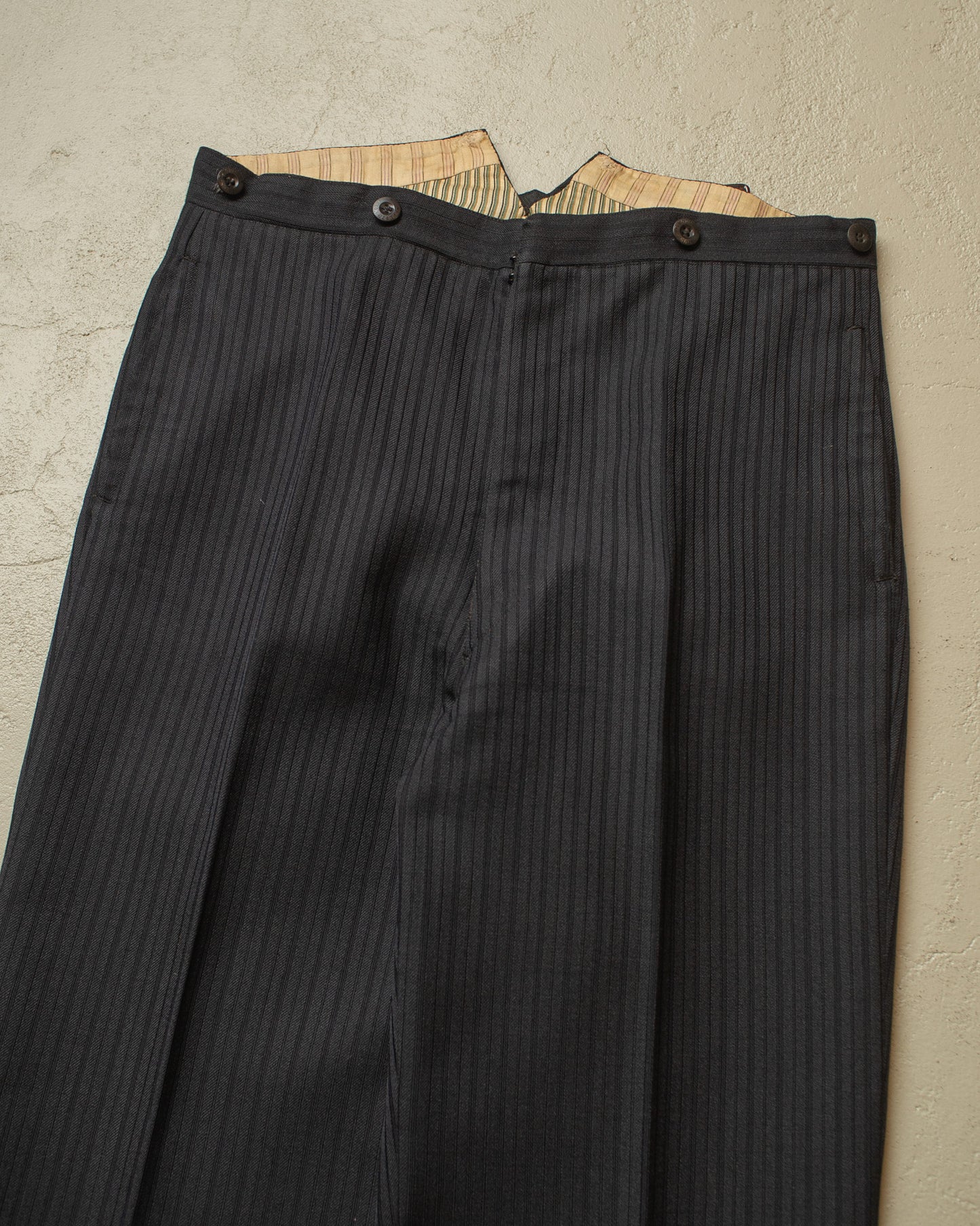 1930s/40s German Fishtail striped Morning Suit Pants black - W33/34 L27