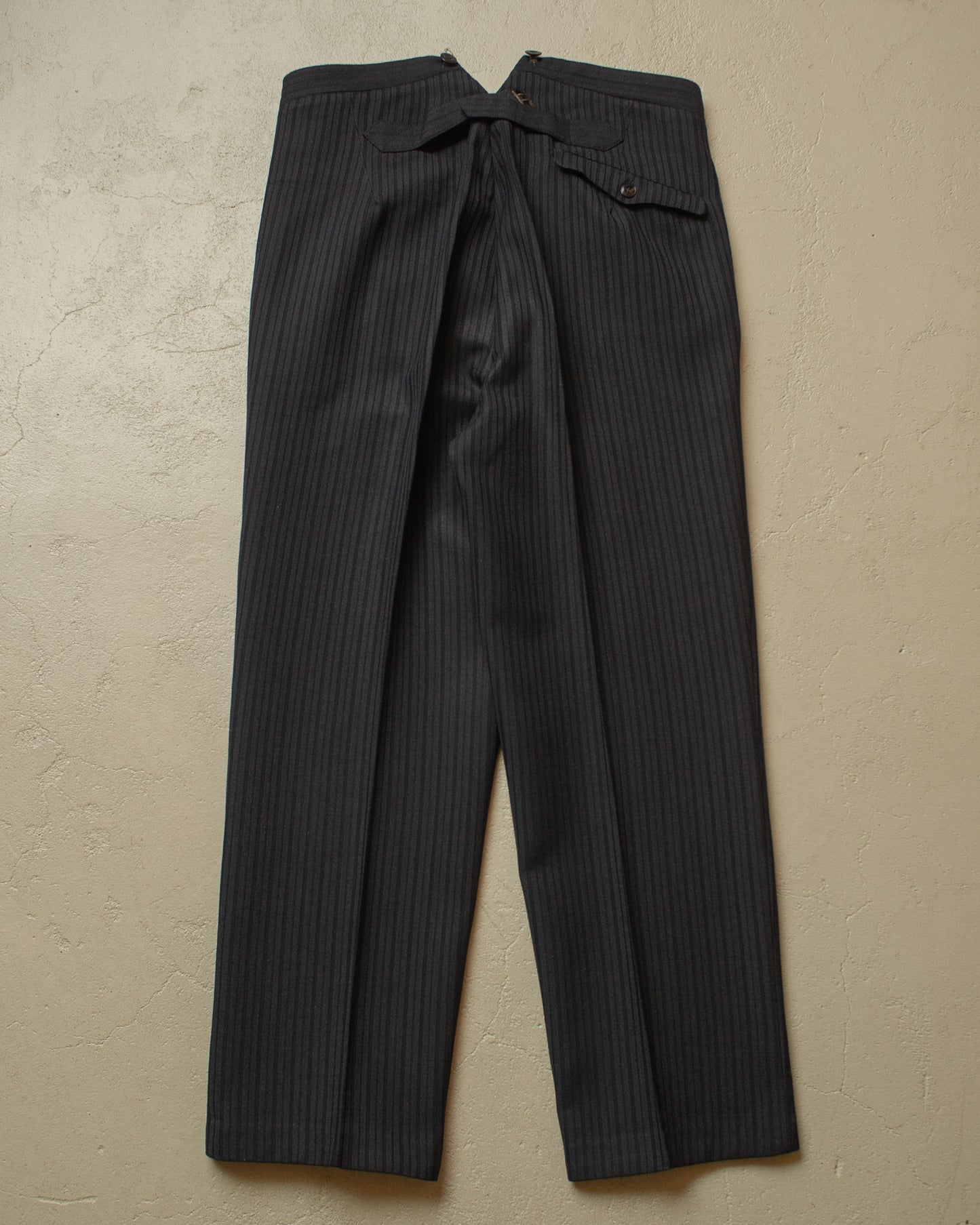 1930s/40s German Fishtail striped Morning Suit Pants black - W33/34 L27