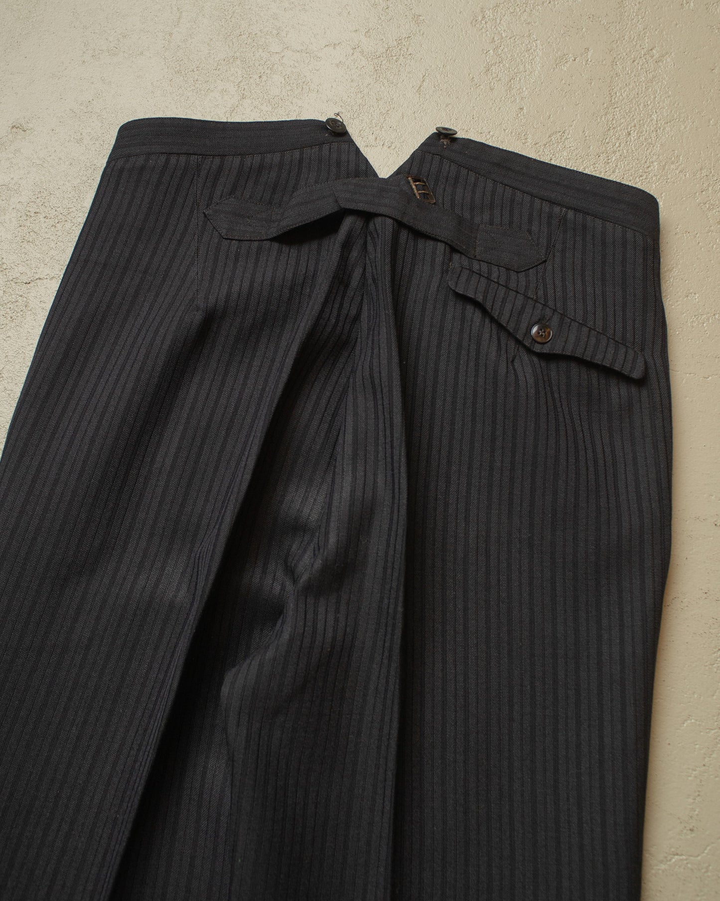 1930s/40s German Fishtail striped Morning Suit Pants black - W33/34 L27