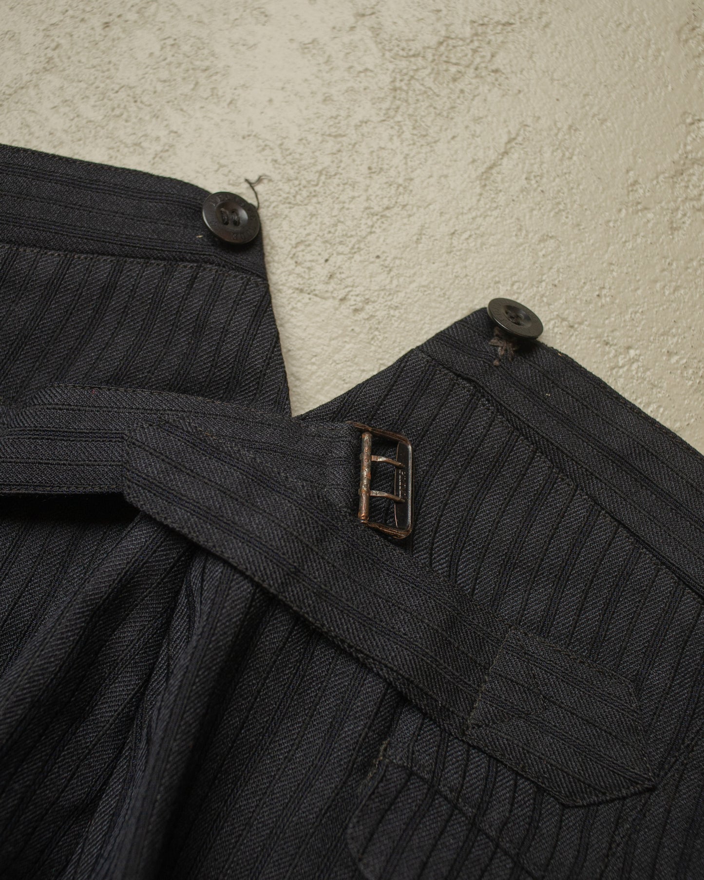 1930s/40s German Fishtail striped Morning Suit Pants black - W33/34 L27