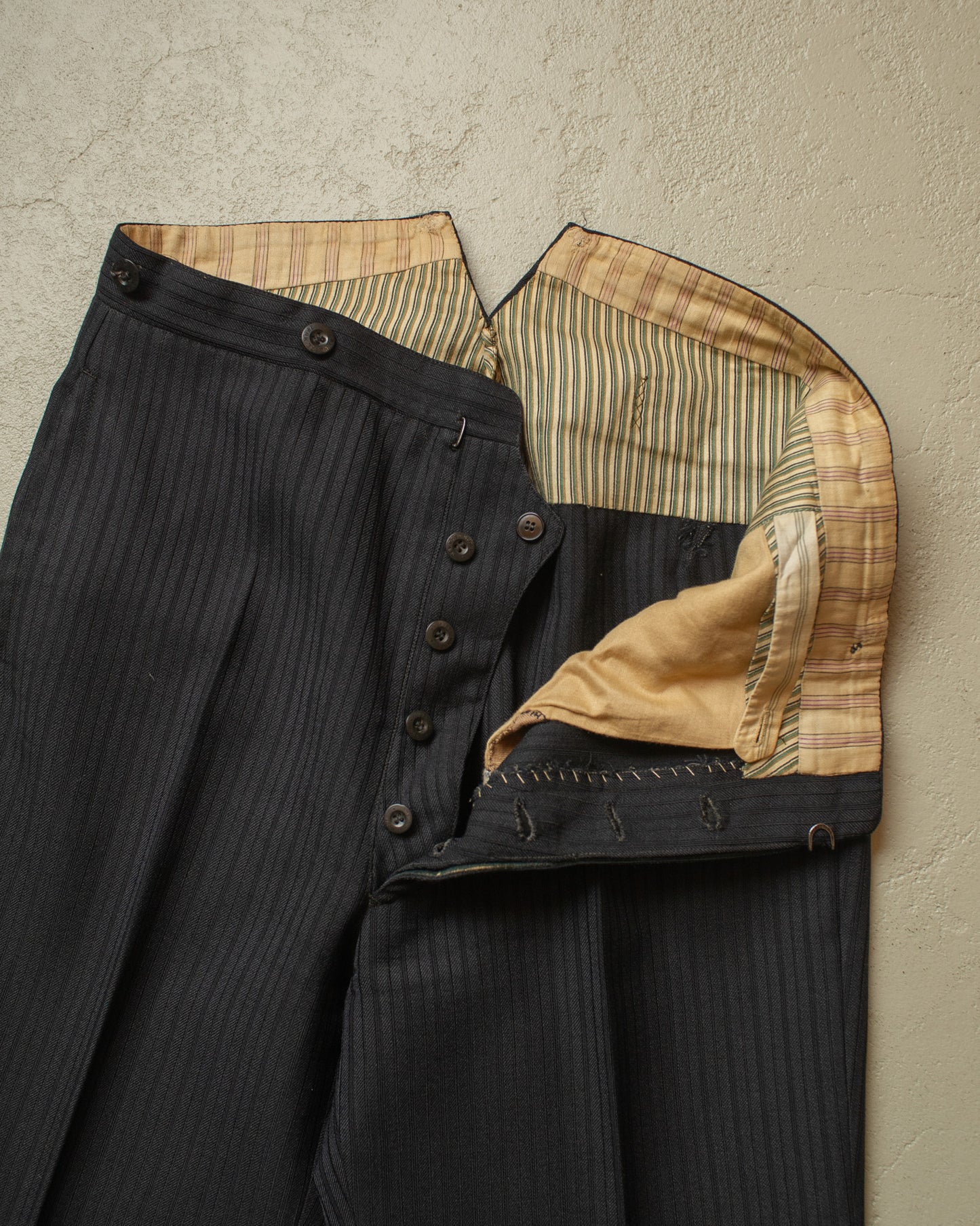 1930s/40s German Fishtail striped Morning Suit Pants black - W33/34 L27