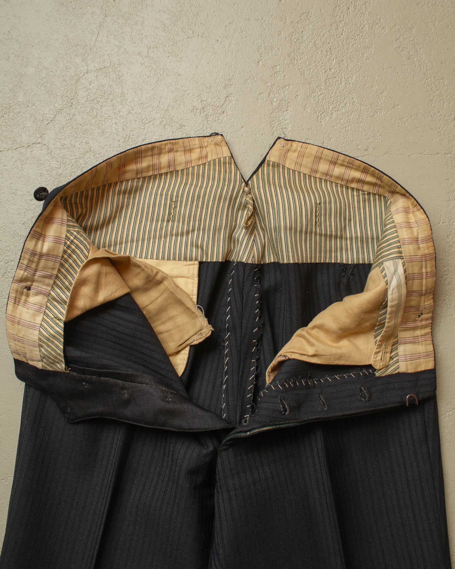 1930s/40s German Fishtail striped Morning Suit Pants black - W33/34 L27