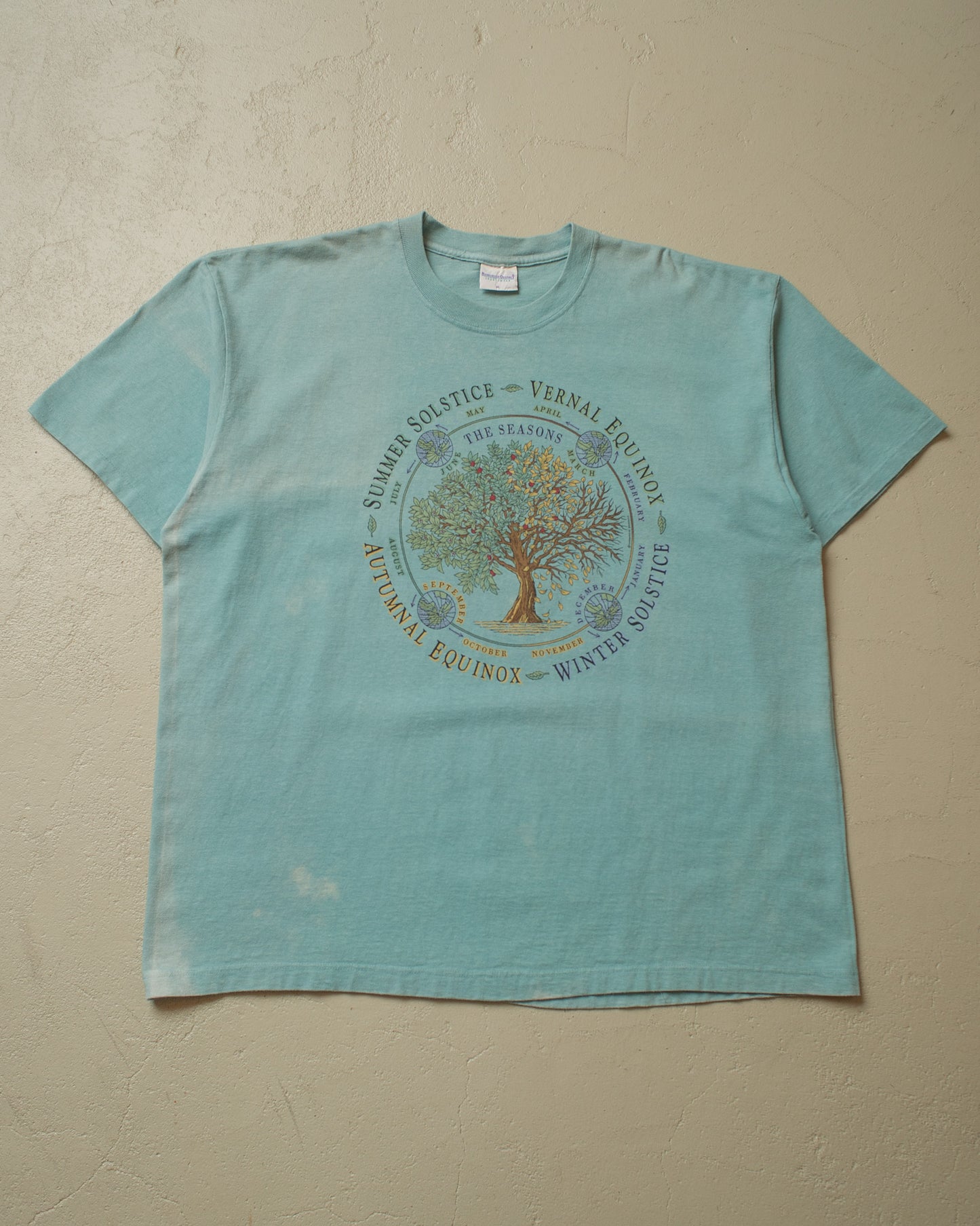 1990s Faded The Seasons T-shirt turquoise - XXL/XXXL