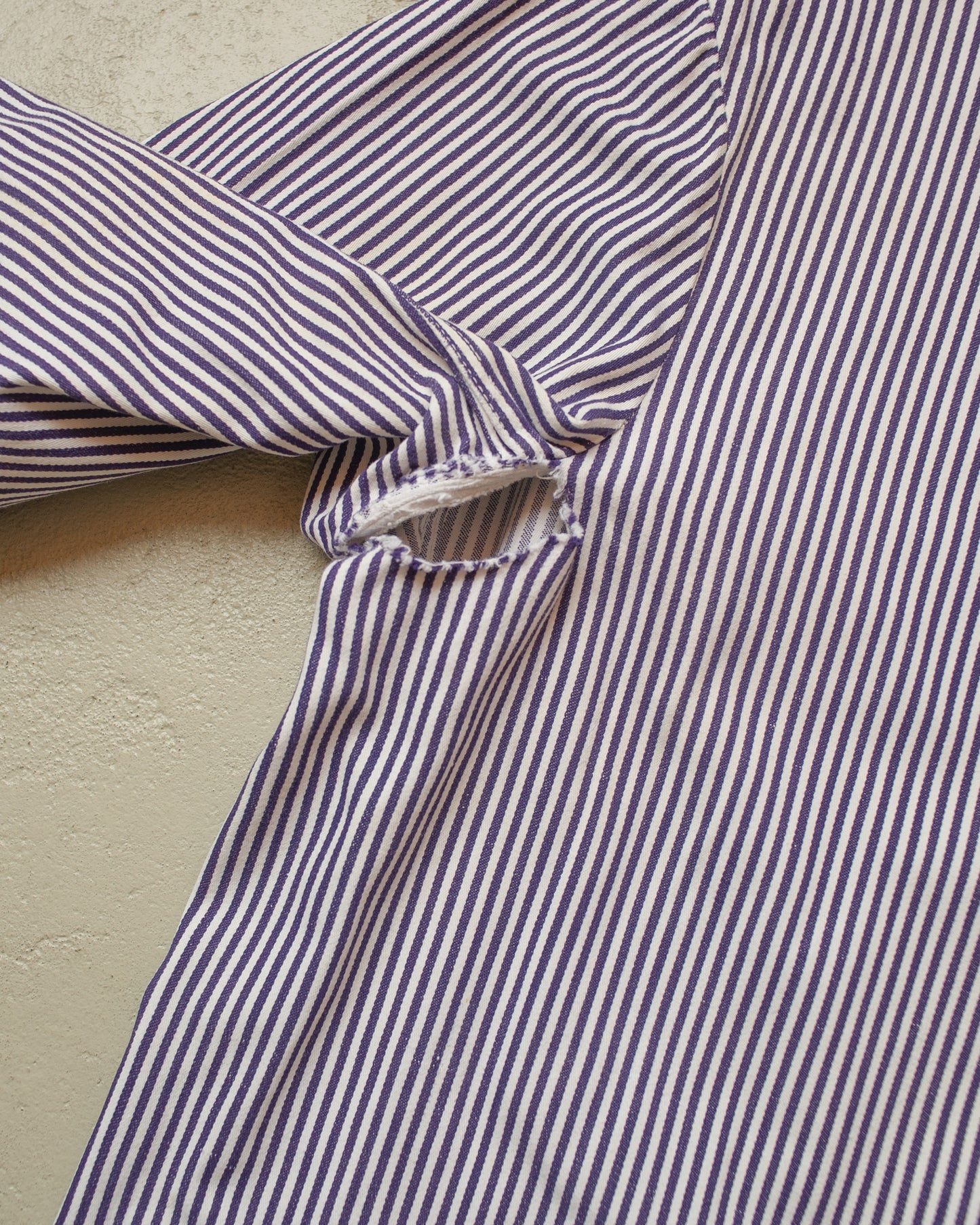 1950s German Greiff "Metzgerjacke" Butcher striped Work Jacket blue - L/XL
