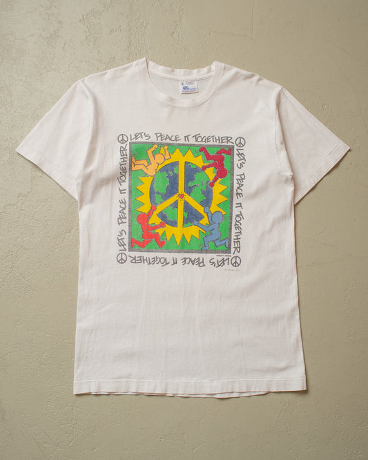 1993 Human-i-Tees "Lets Peace it together" T-shirt white - M