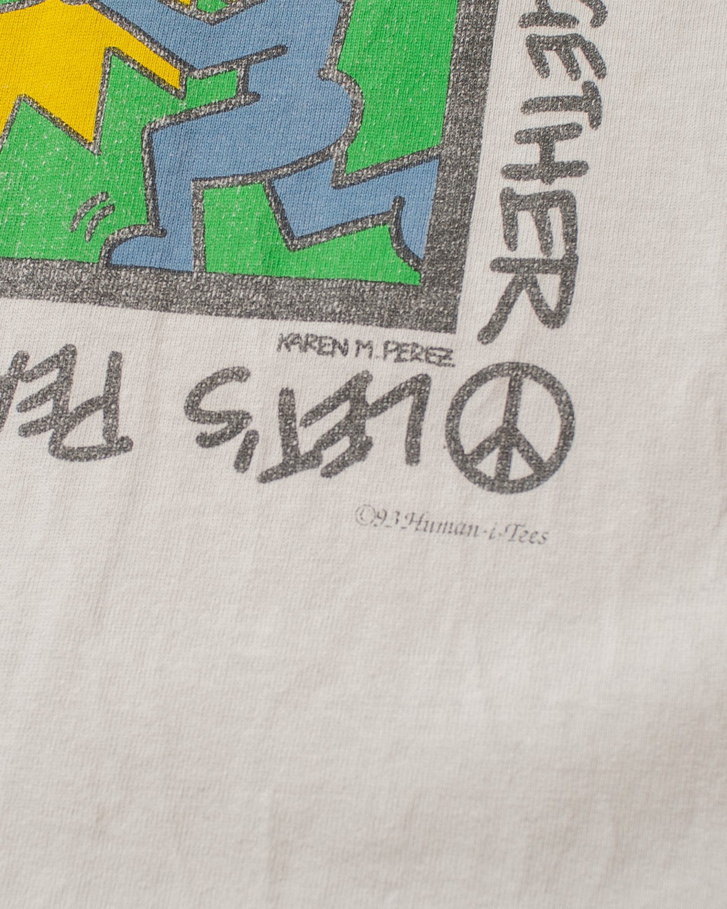 1993 Human-i-Tees "Lets Peace it together" T-shirt white - M