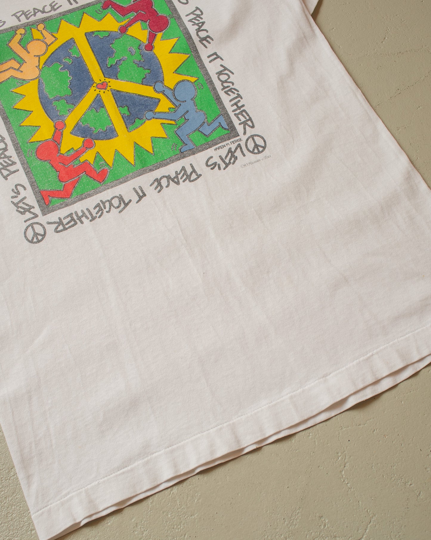 1993 Human-i-Tees "Lets Peace it together" T-shirt white - M
