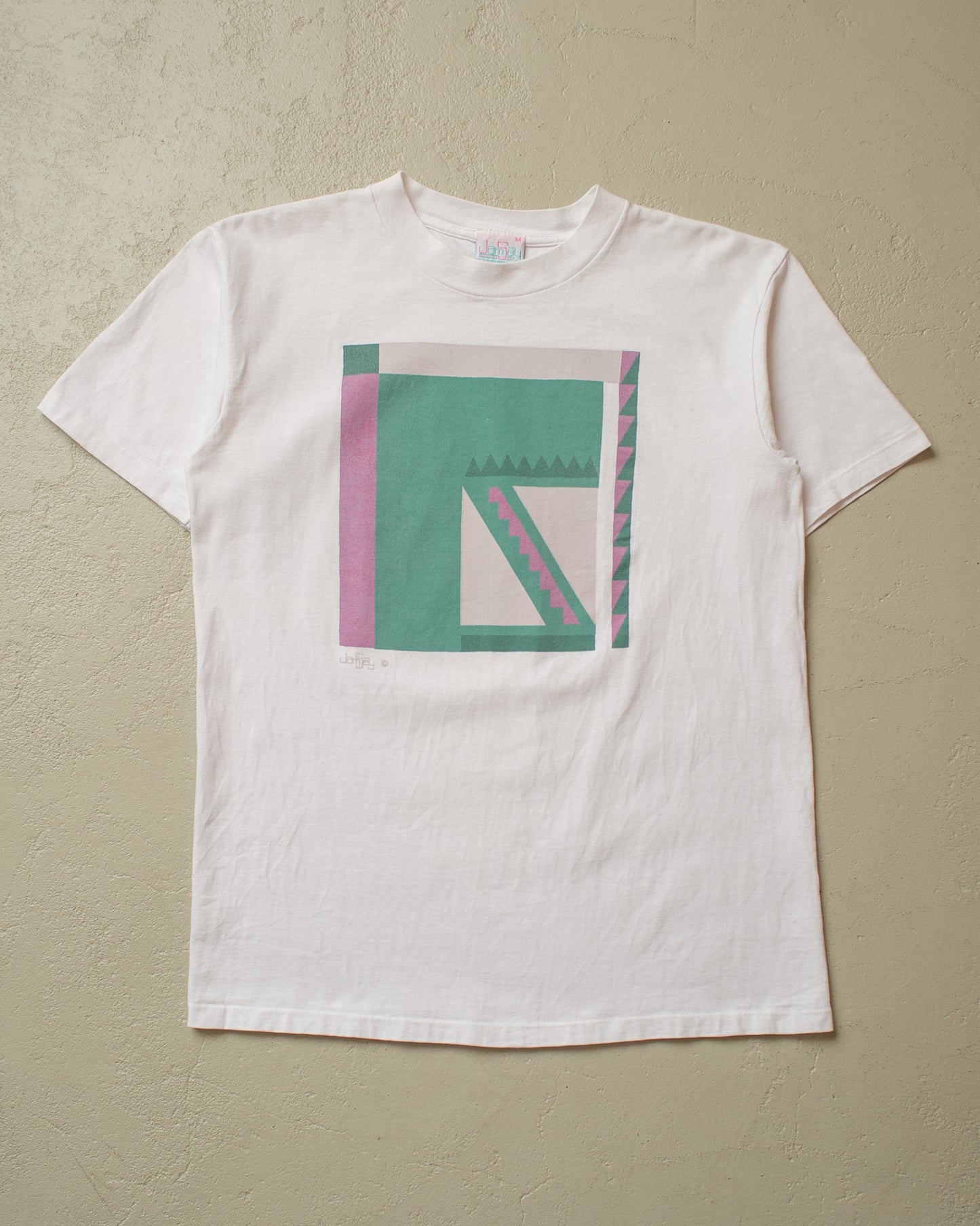 1980s/90s JamSay Abstract Art T-shirt white - M
