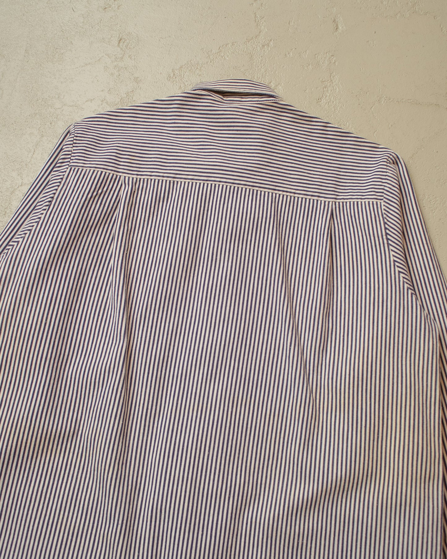 1960s German Karba "Metzgerjacke" Butcher striped Work Jacket blue - L/XL