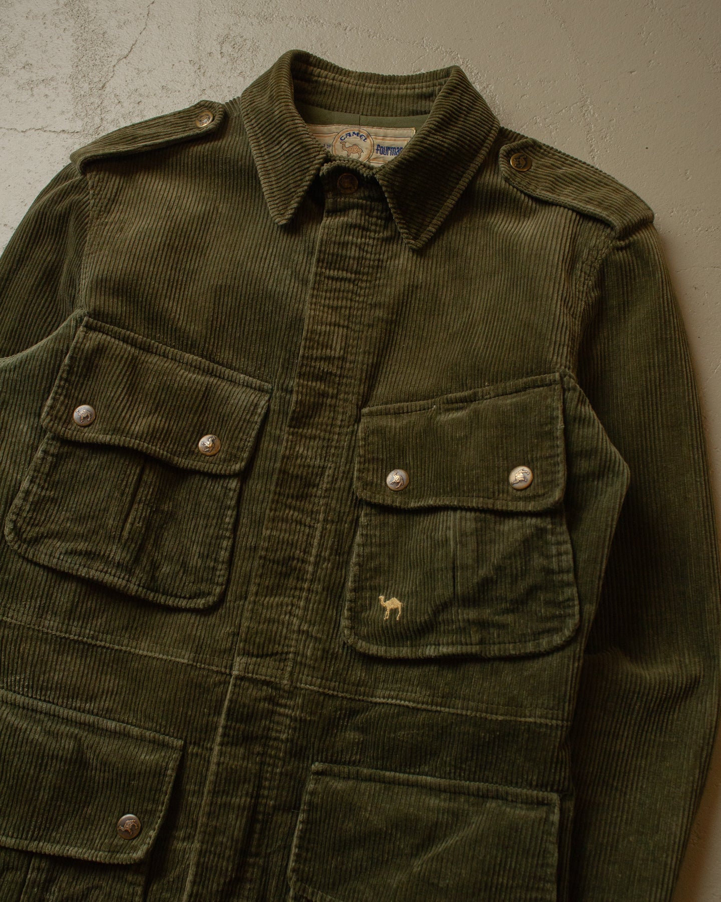 1990s Camel Corduroy Safari Jacket khaki - S/M