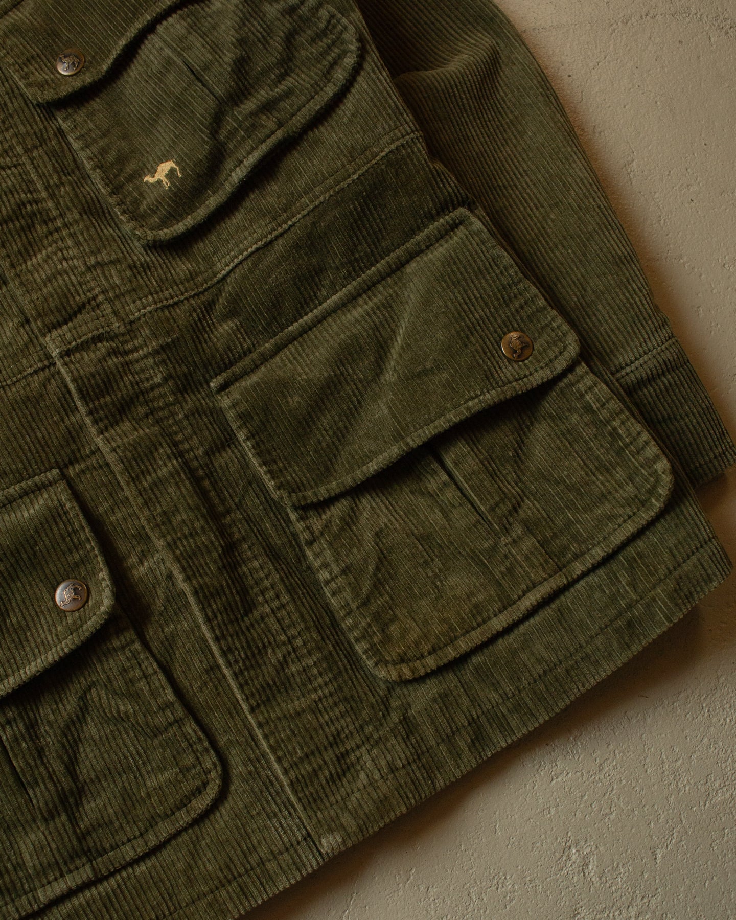 1990s Camel Corduroy Safari Jacket khaki - S/M