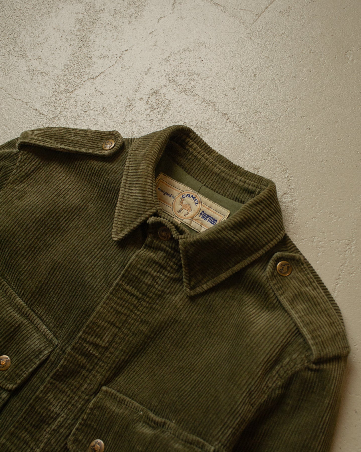 1990s Camel Corduroy Safari Jacket khaki - S/M