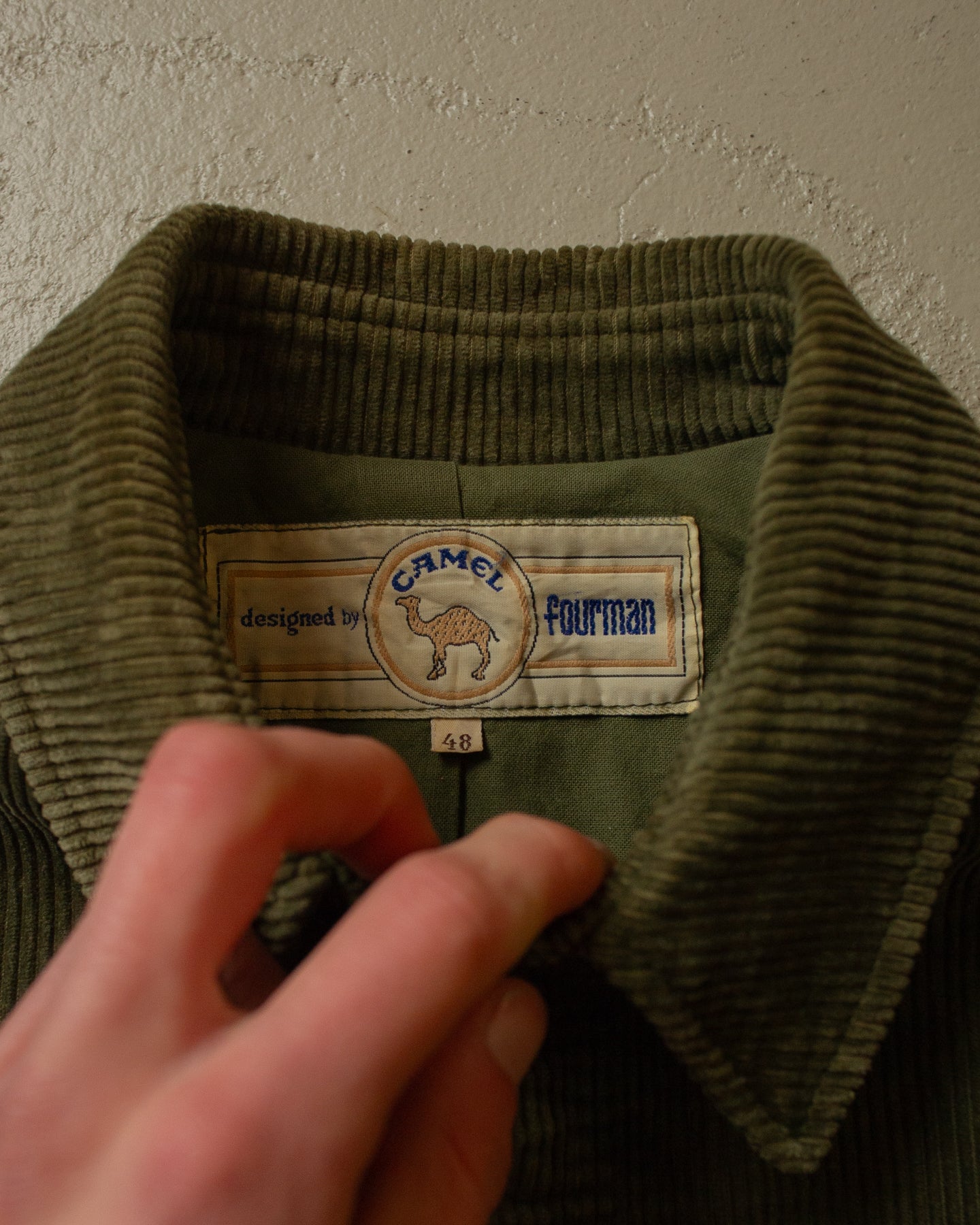 1990s Camel Corduroy Safari Jacket khaki - S/M