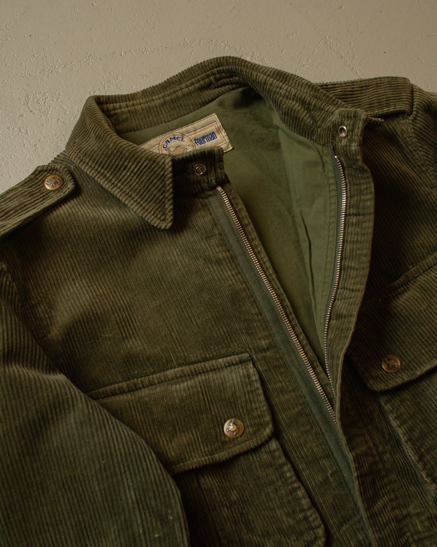 1990s Camel Corduroy Safari Jacket khaki - S/M