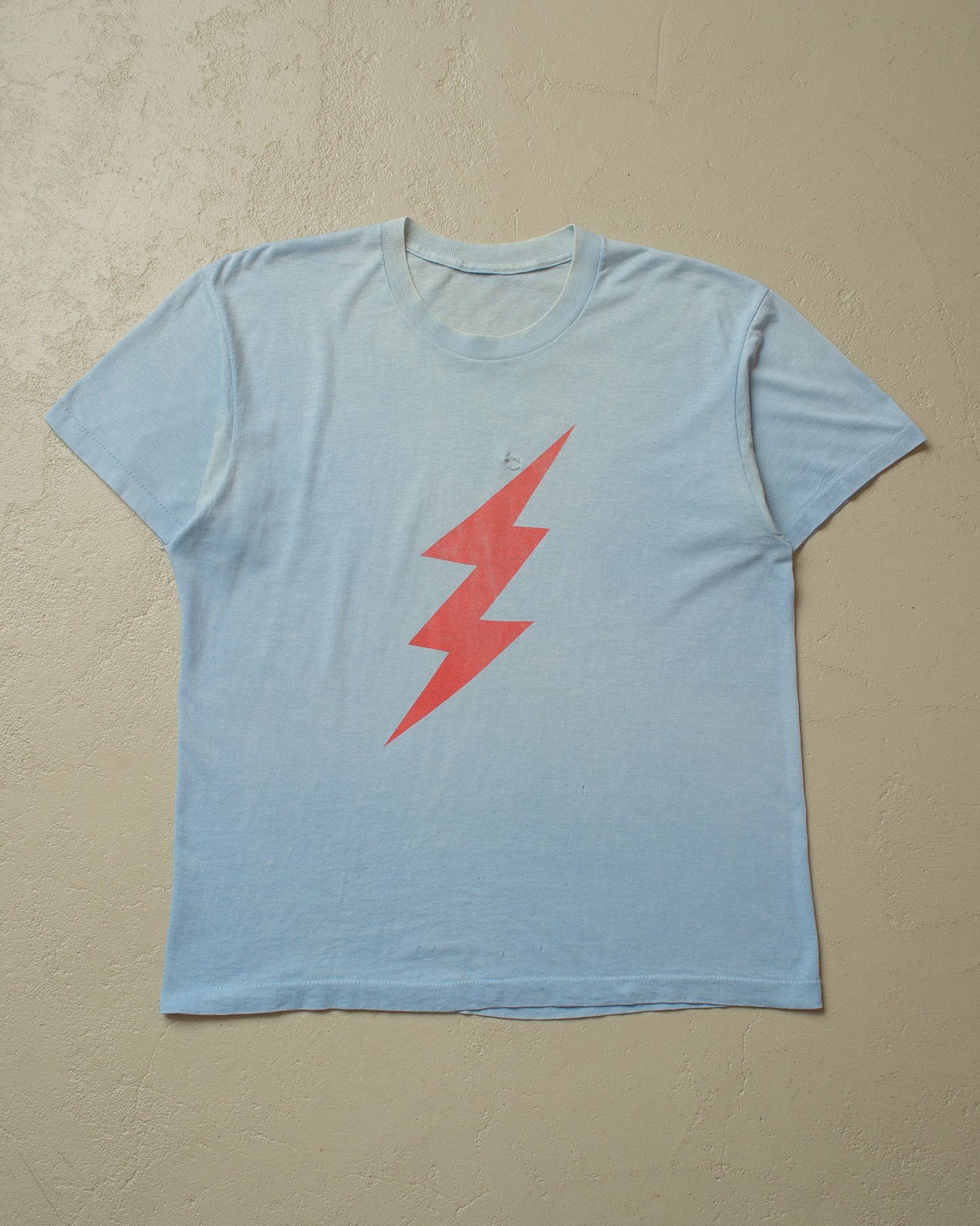 1980s distressed Lightning T-shirt blue - M/L