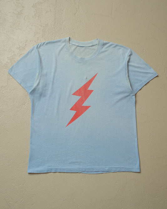 1980s distressed Lightning T-shirt blue - M/L