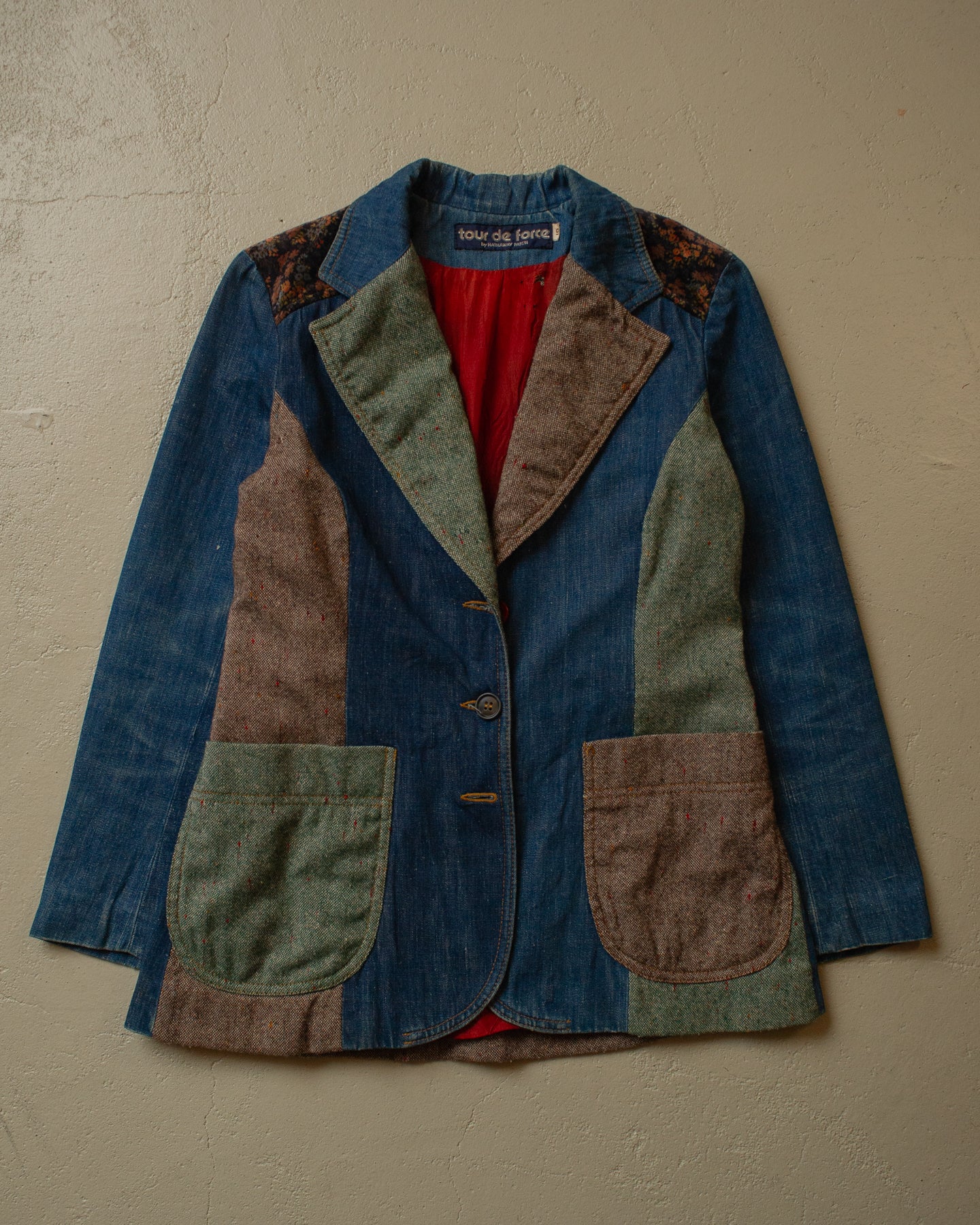 1980s Womens tour de force Denim Patchwork Jacket - M