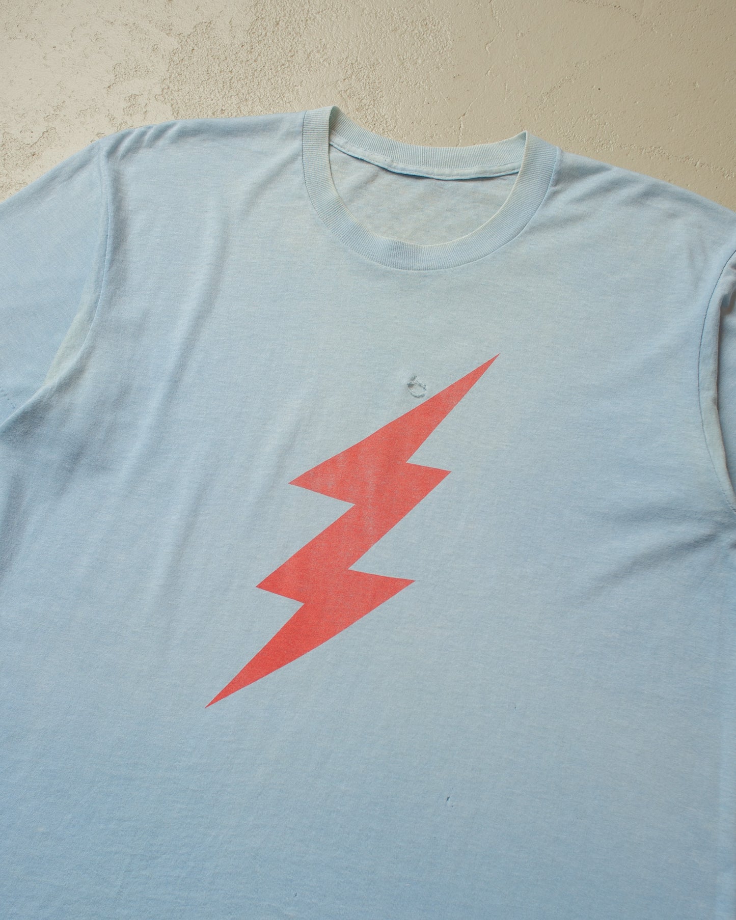 1980s distressed Lightning T-shirt blue - M/L
