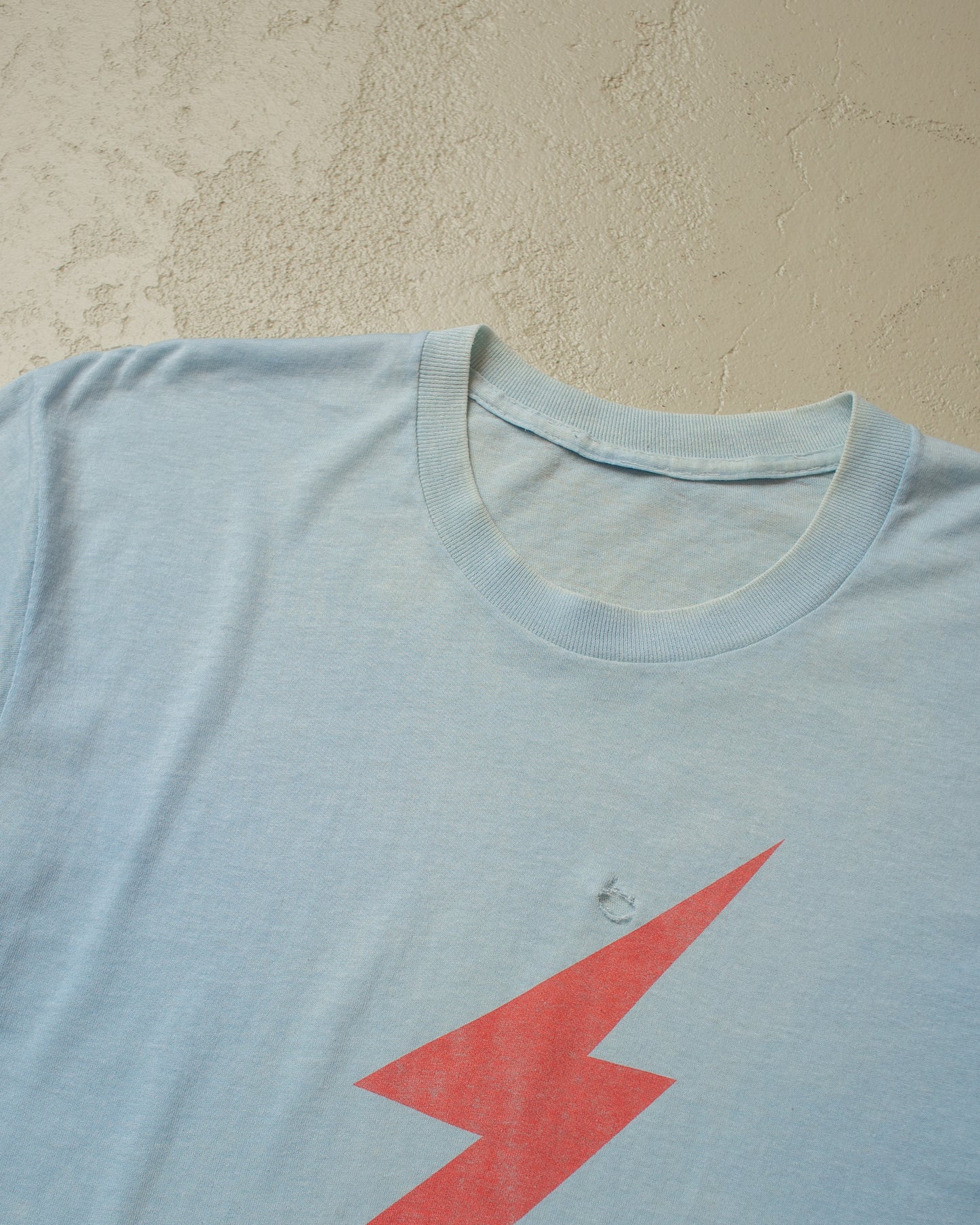 1980s distressed Lightning T-shirt blue - M/L