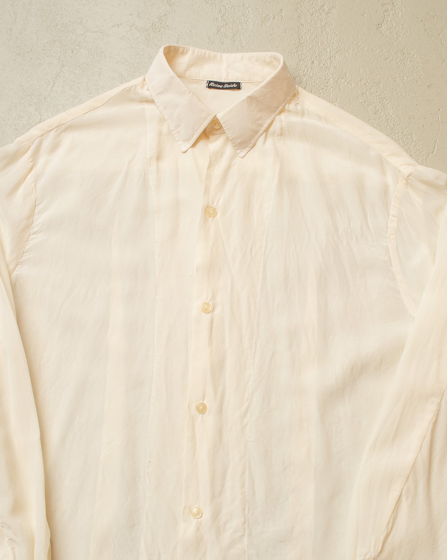 1940s thrashed German Silk Dress Shirt white - L/XL