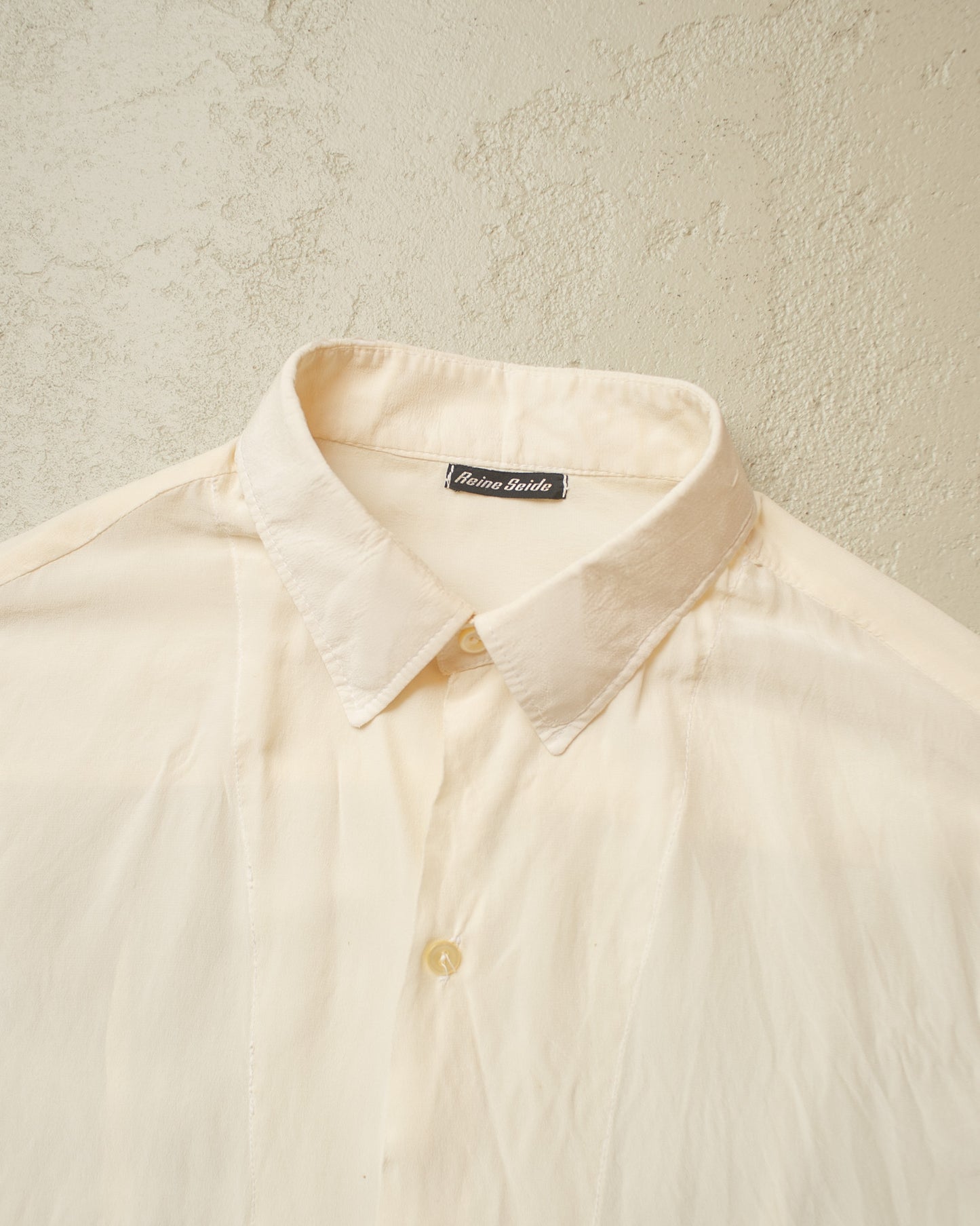 1940s thrashed German Silk Dress Shirt white - L/XL