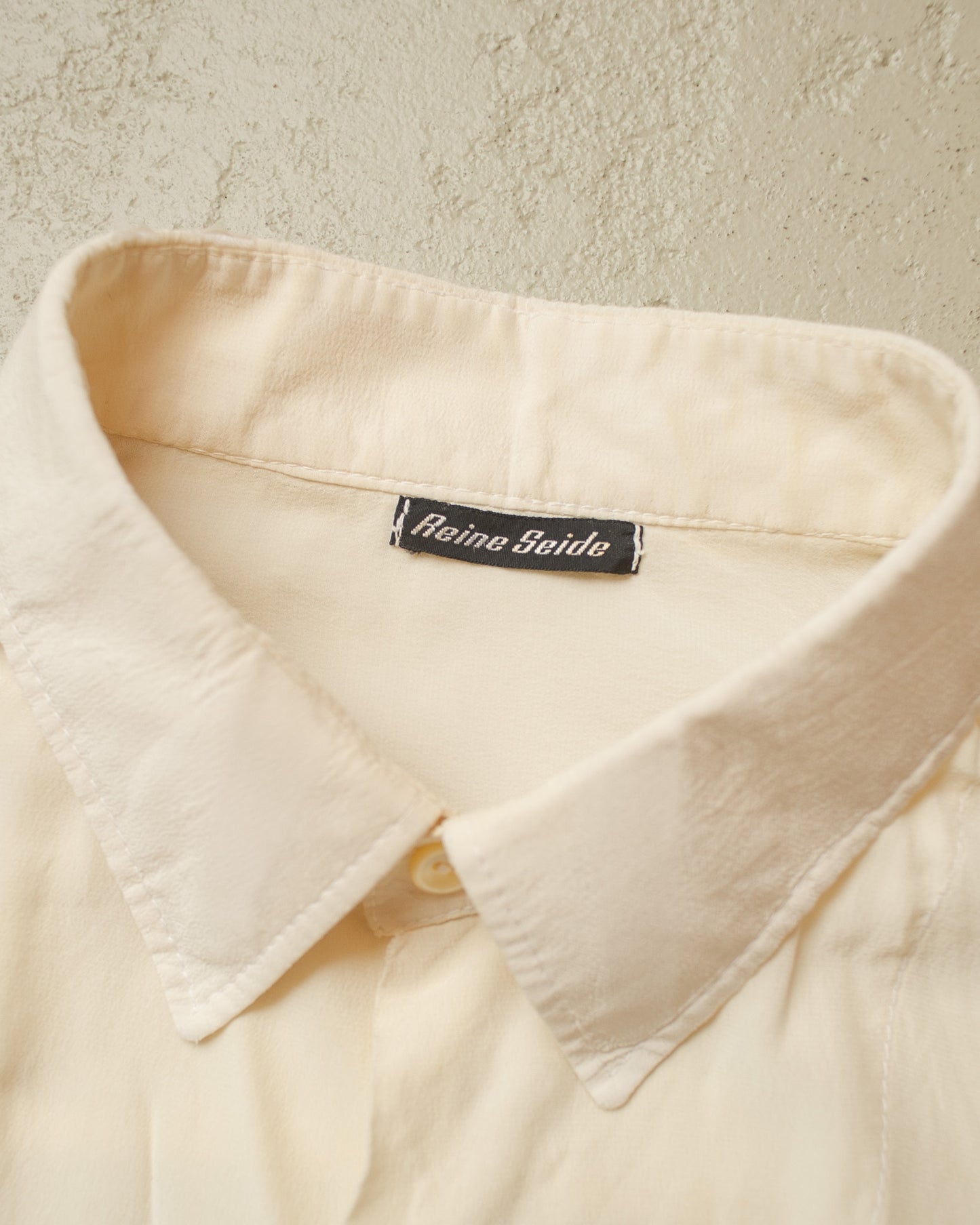 1940s thrashed German Silk Dress Shirt white - L/XL