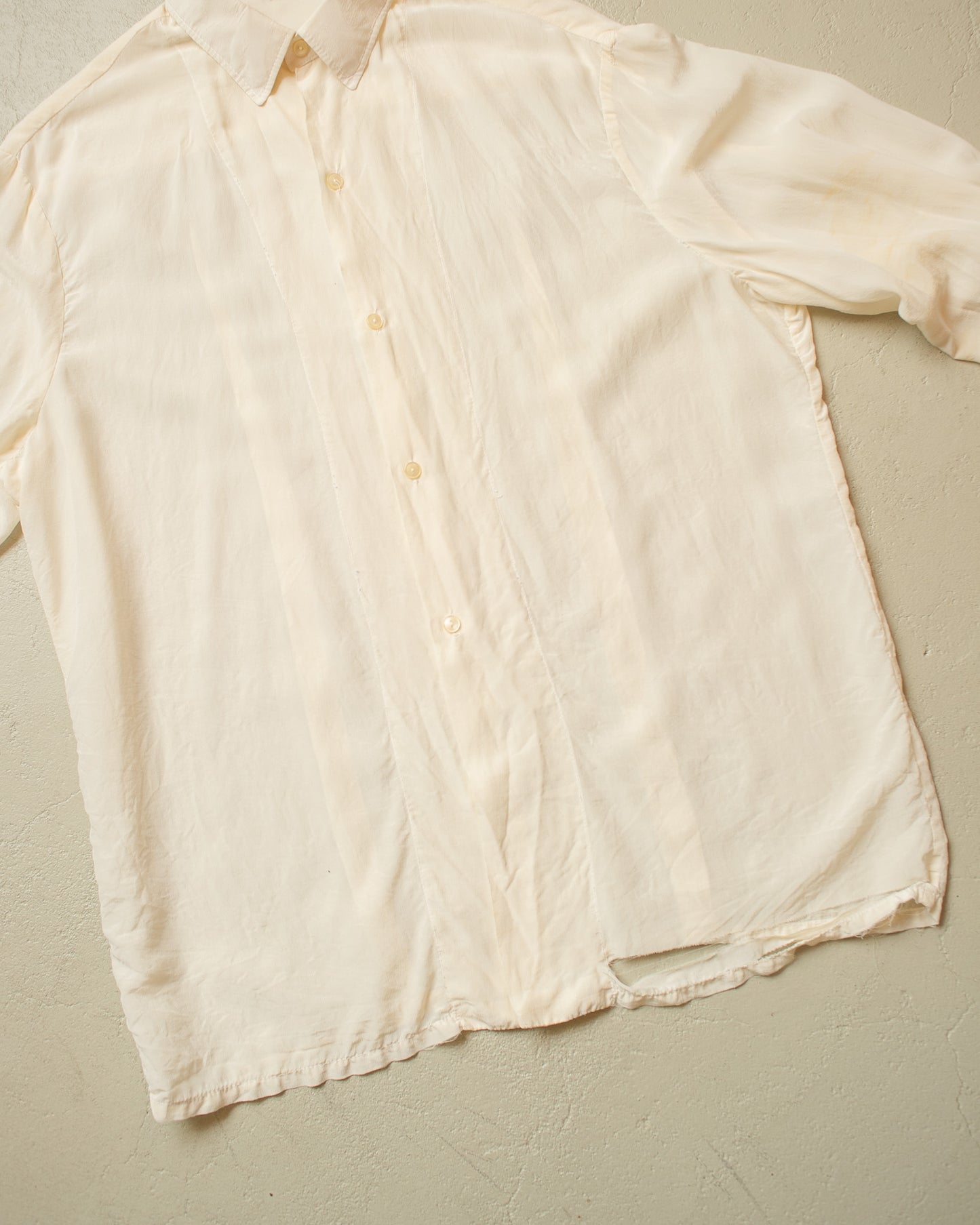 1940s thrashed German Silk Dress Shirt white - L/XL