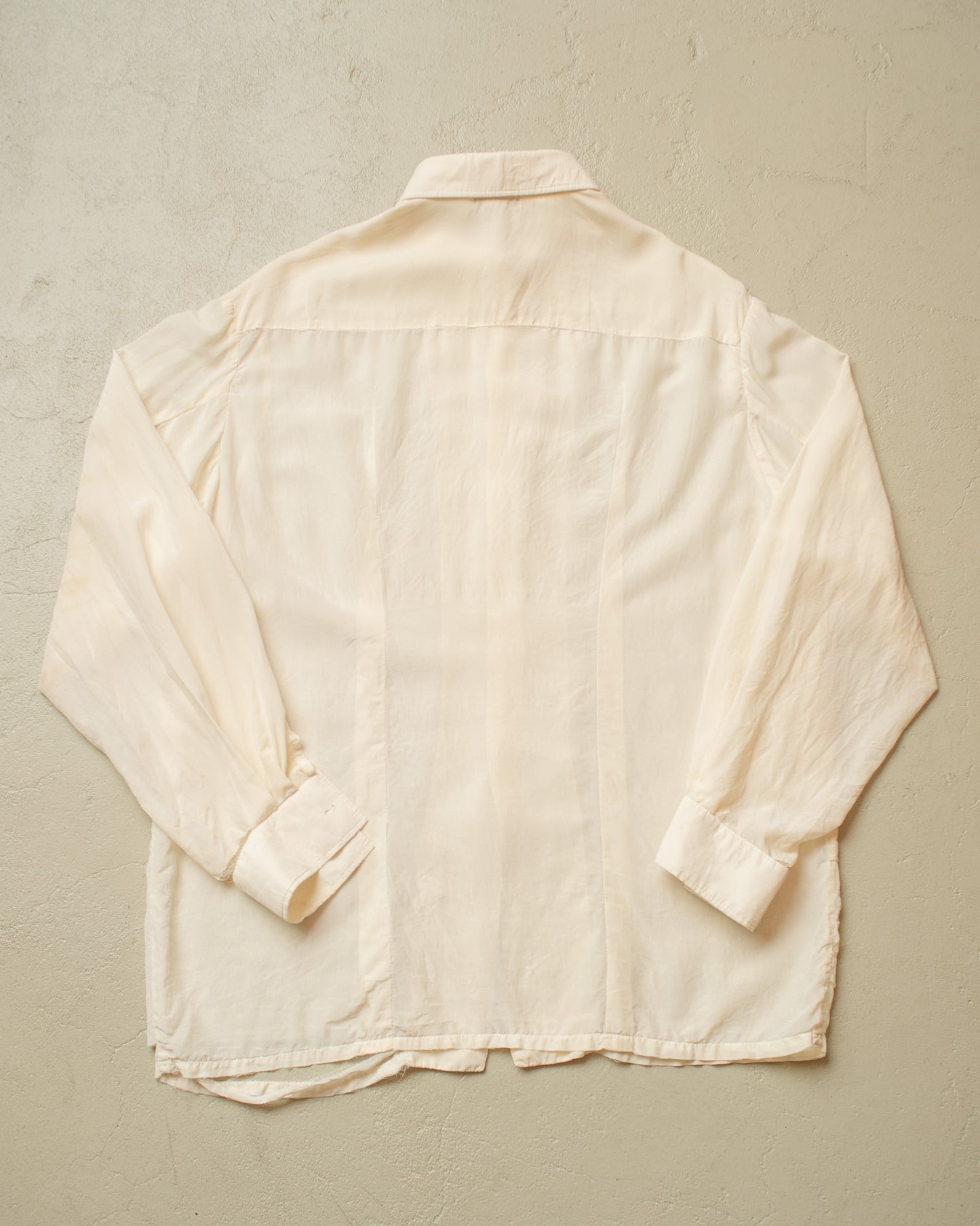 1940s thrashed German Silk Dress Shirt white - L/XL