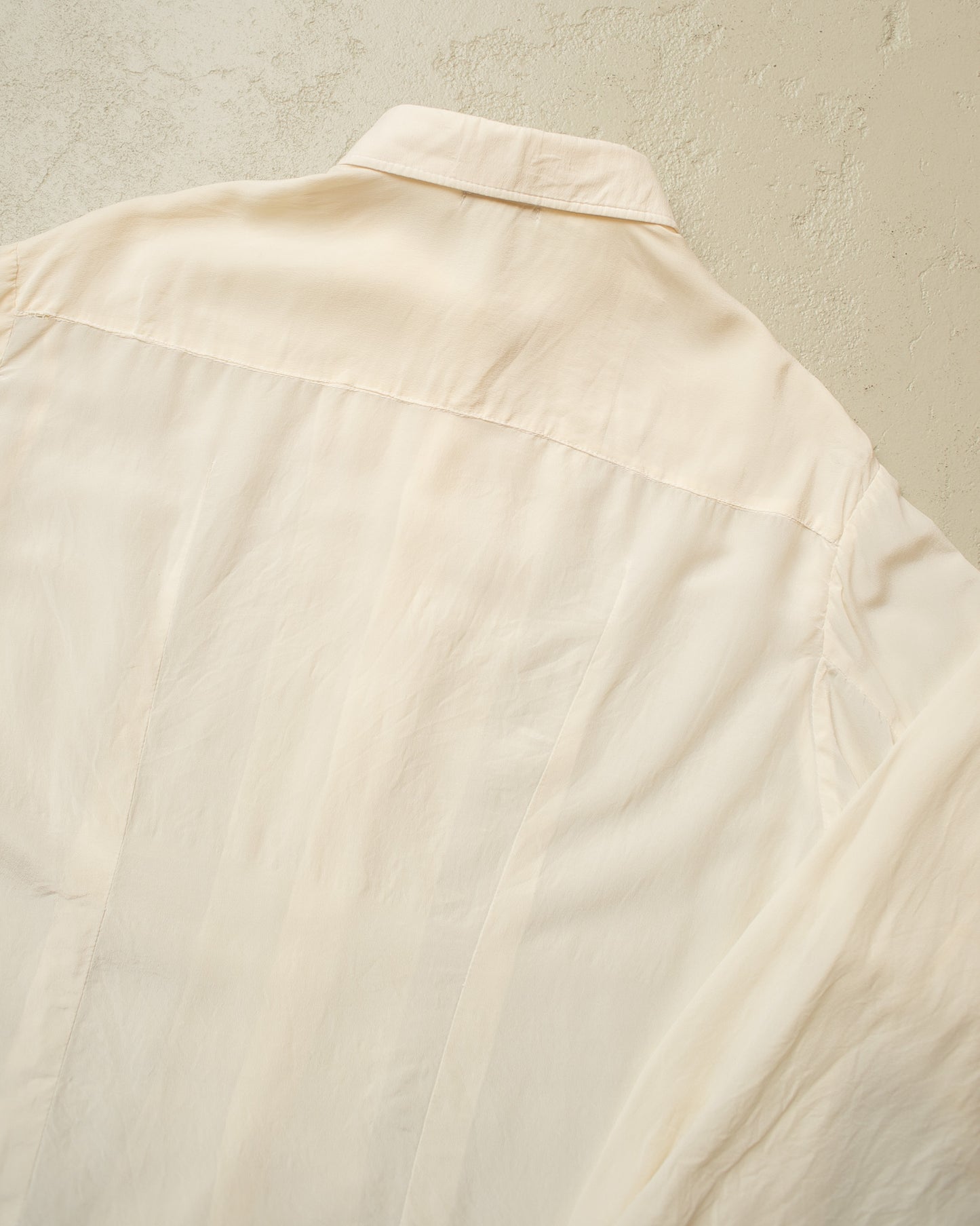 1940s thrashed German Silk Dress Shirt white - L/XL