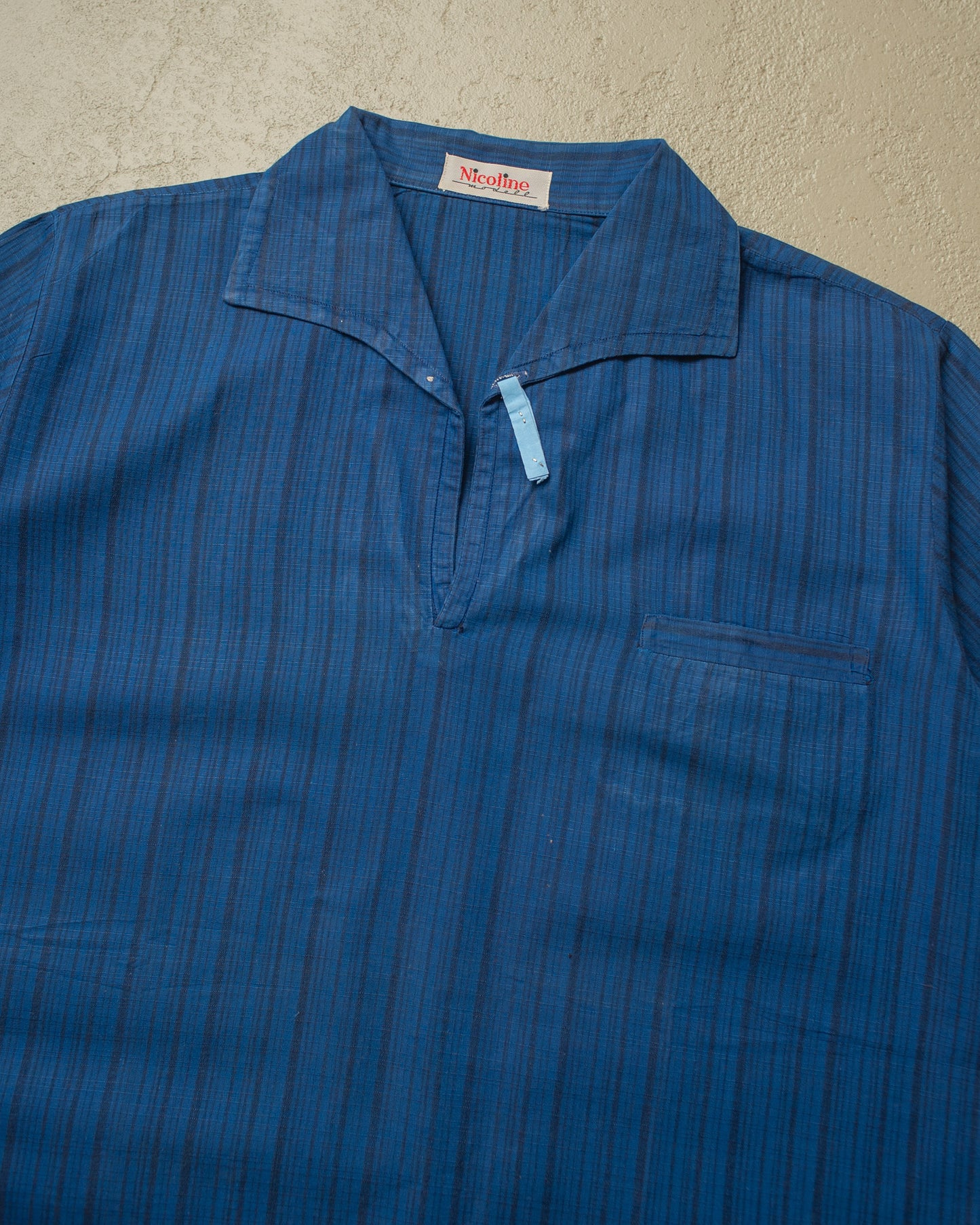1950s unworn German light Cotton Sport Shirt blue - L/XL