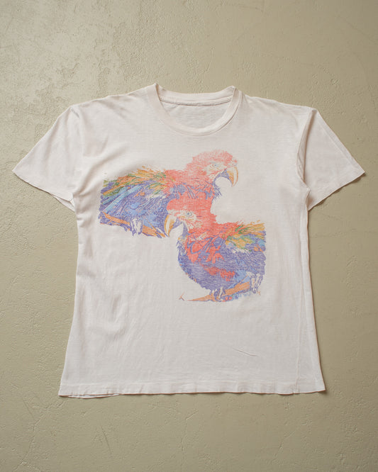 1980s Faded Parrot T-shirt white - M