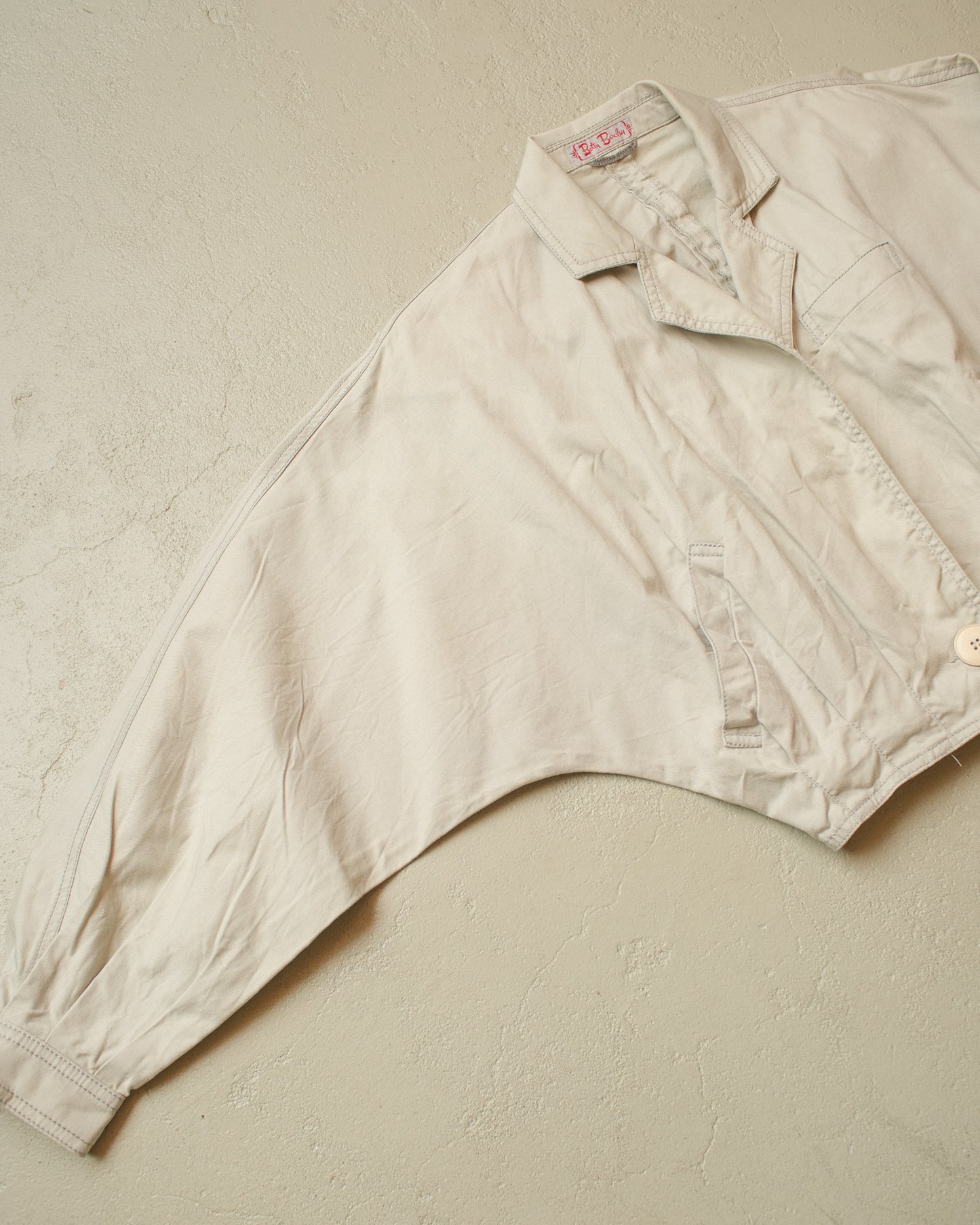 1980s Womens Betty Barclay Bat Sleeves Cotton Jacket creme - M