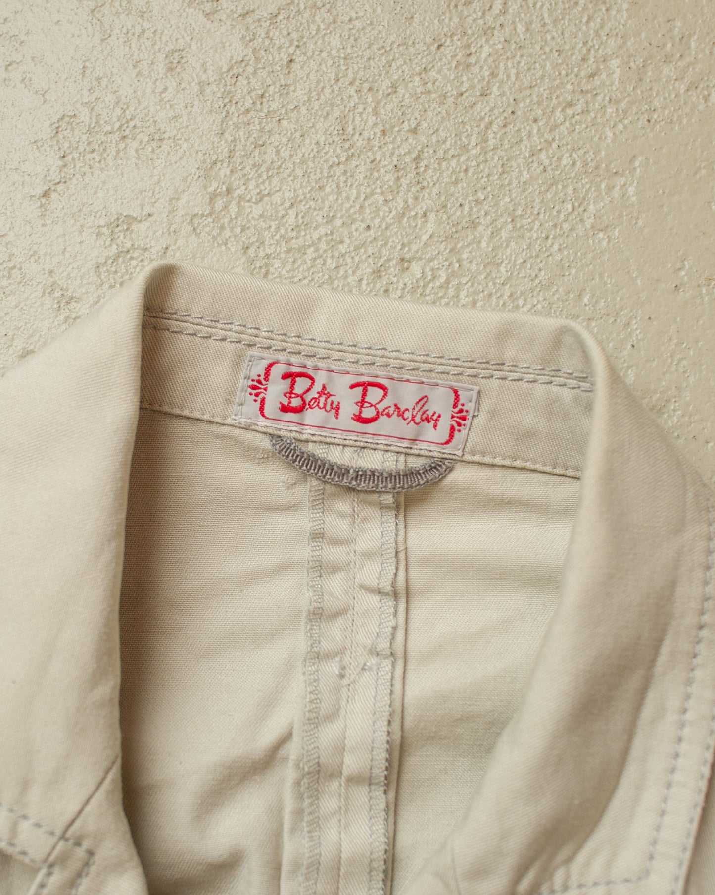 1980s Womens Betty Barclay Bat Sleeves Cotton Jacket creme - M