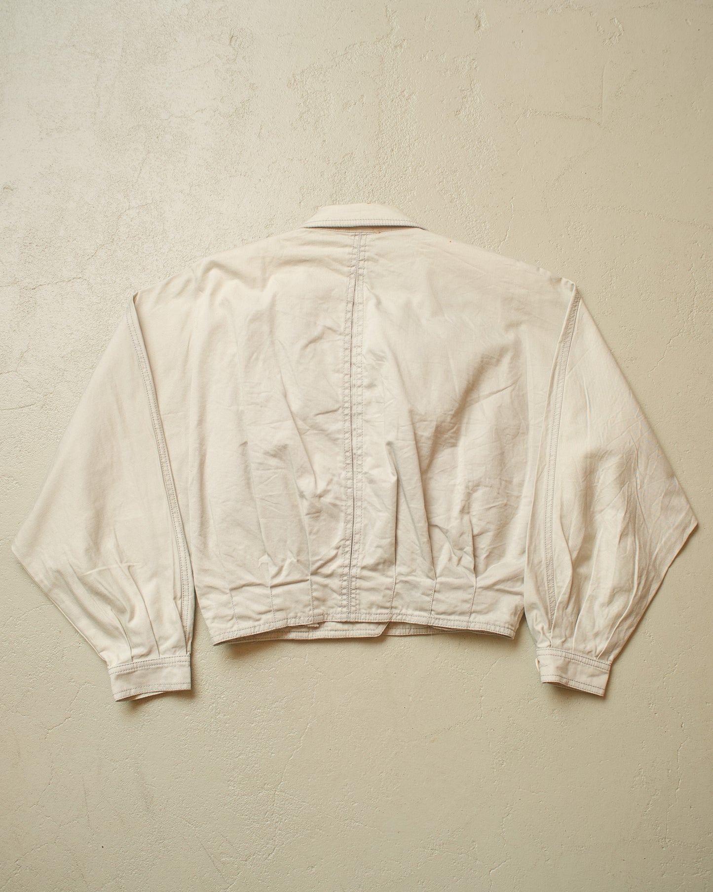 1980s Womens Betty Barclay Bat Sleeves Cotton Jacket creme - M
