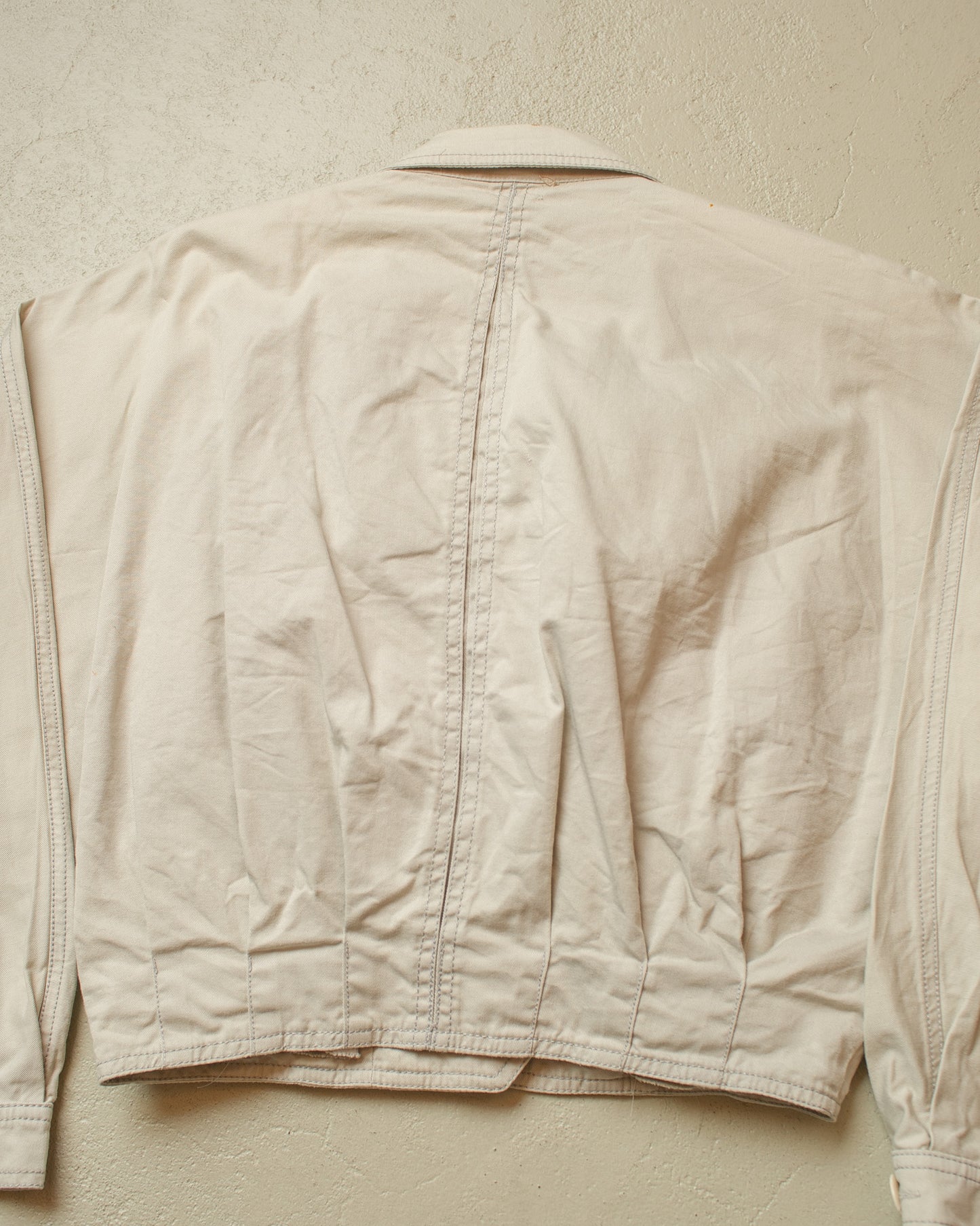 1980s Womens Betty Barclay Bat Sleeves Cotton Jacket creme - M