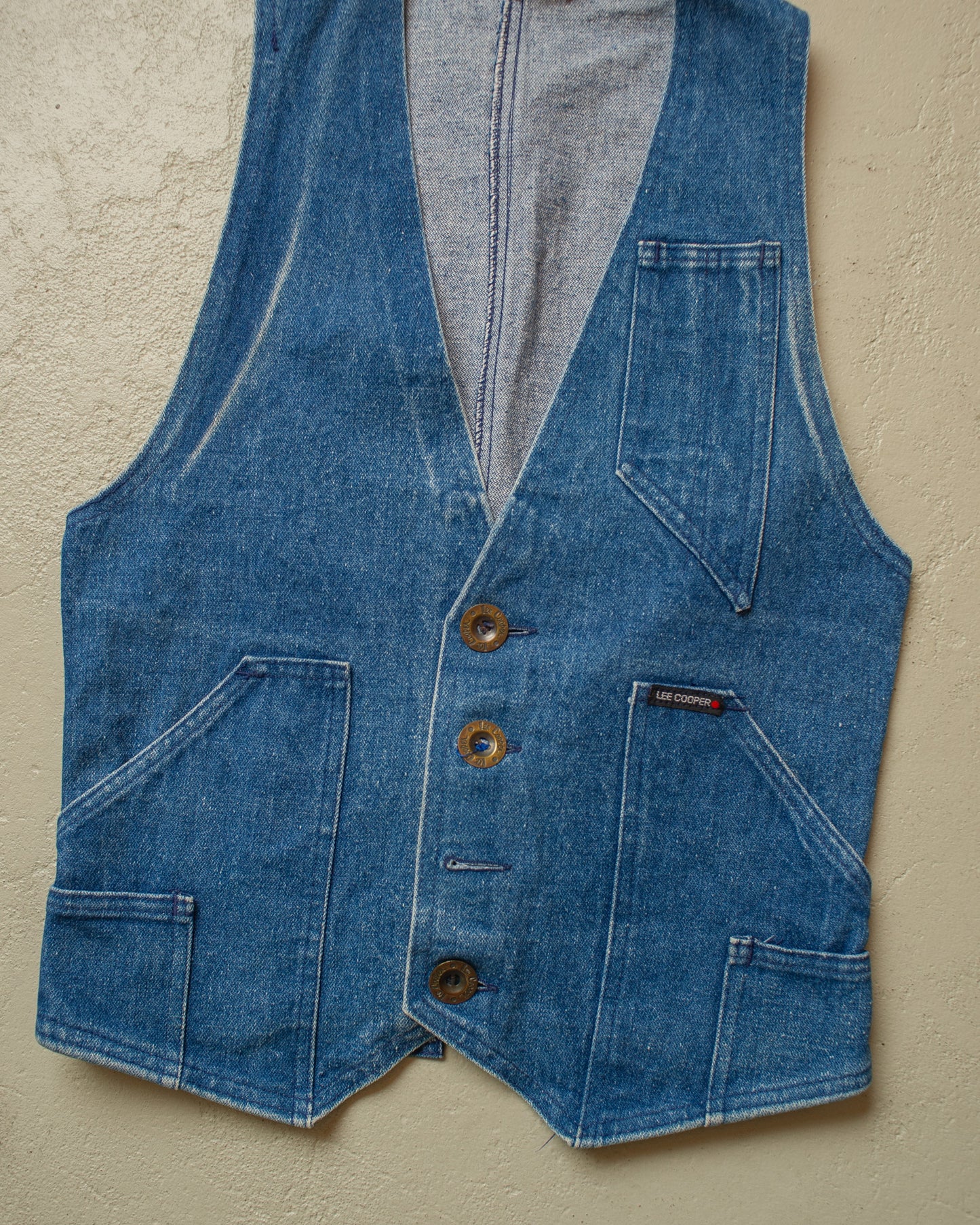 1990s/00s Womens Lee Cooper Buckleback Denim Vest blue - S