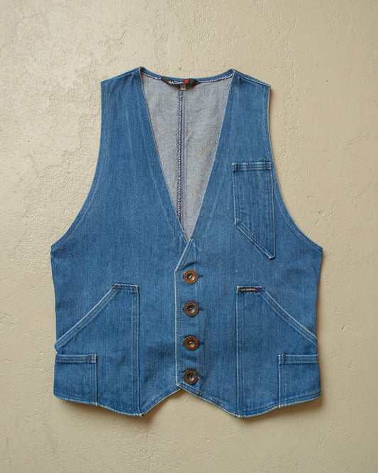 1990s/00s Womens Lee Cooper Buckle Back Denim Vest blue - M